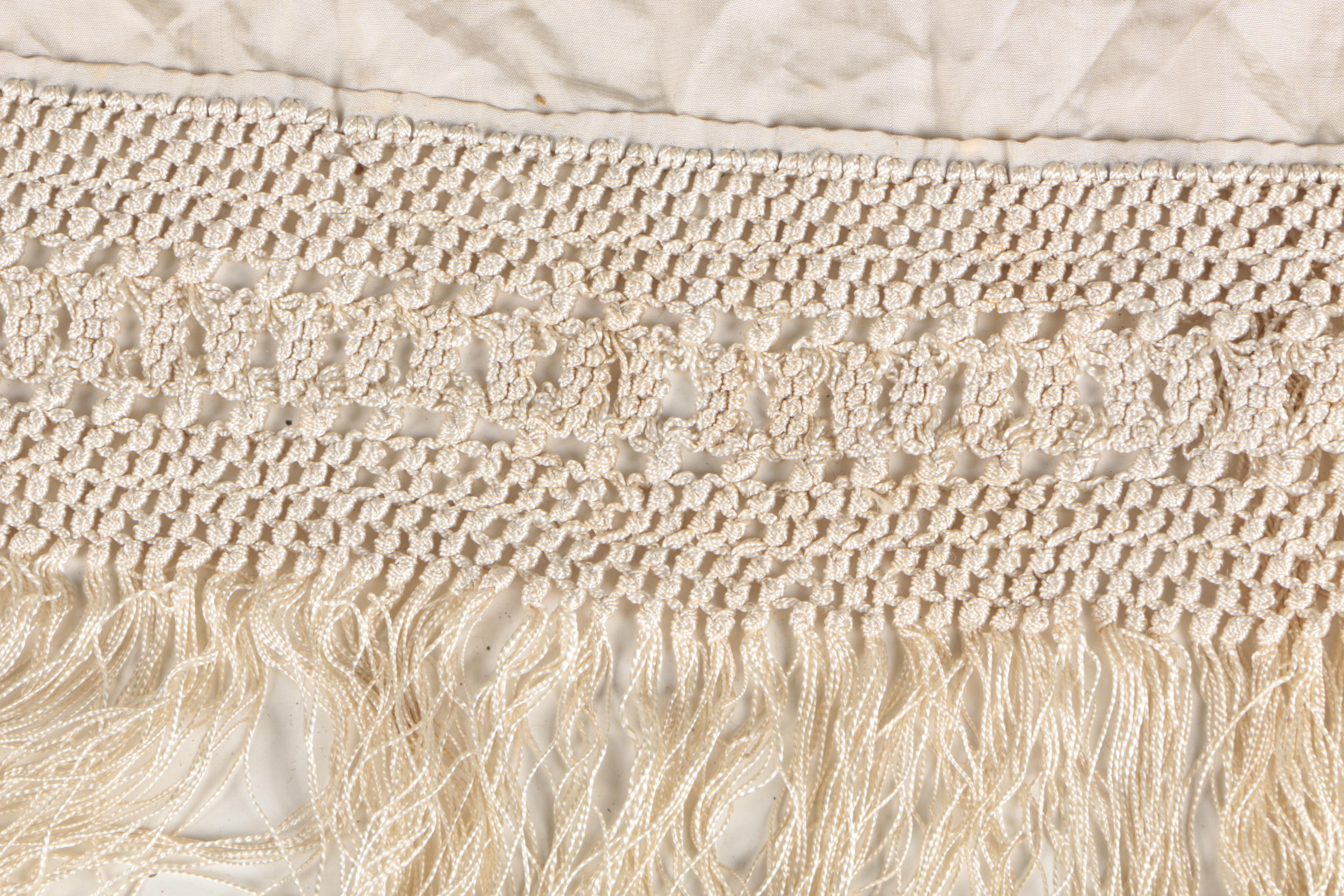 Chinese Embroidered Linen Fringed Shawl