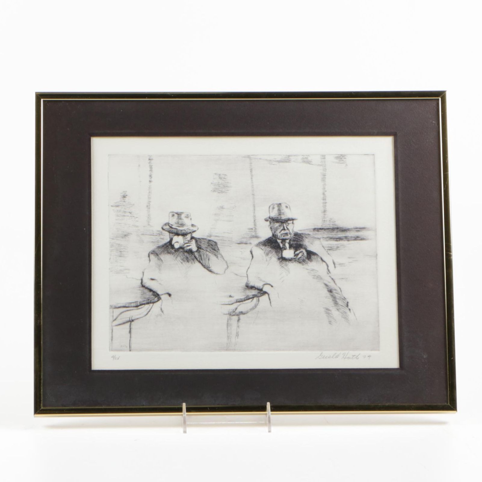 Gerald Huth Limited Edition Drypoint Etching Of Coffee Drinker