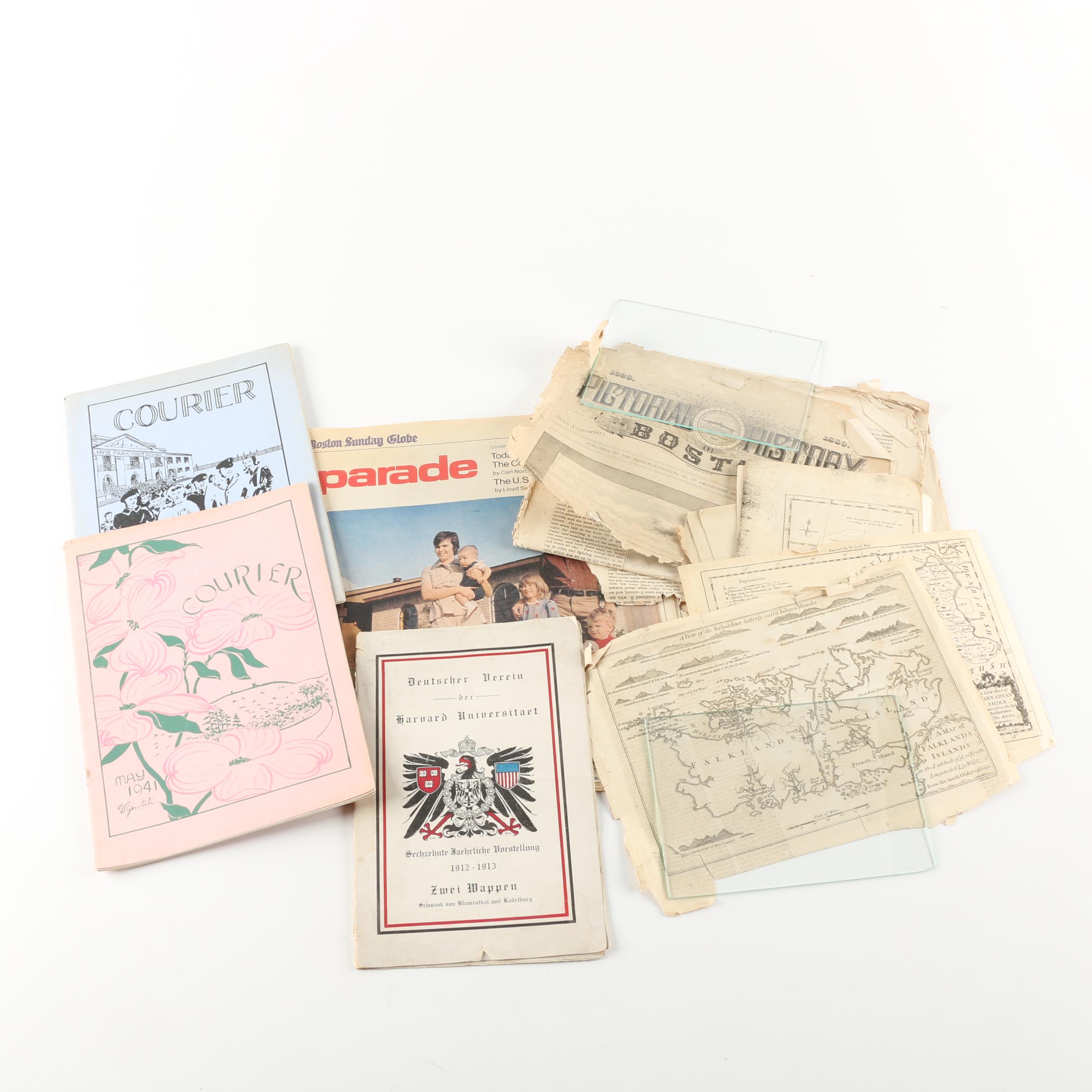 Collection of Vintage Maps and Newspapers