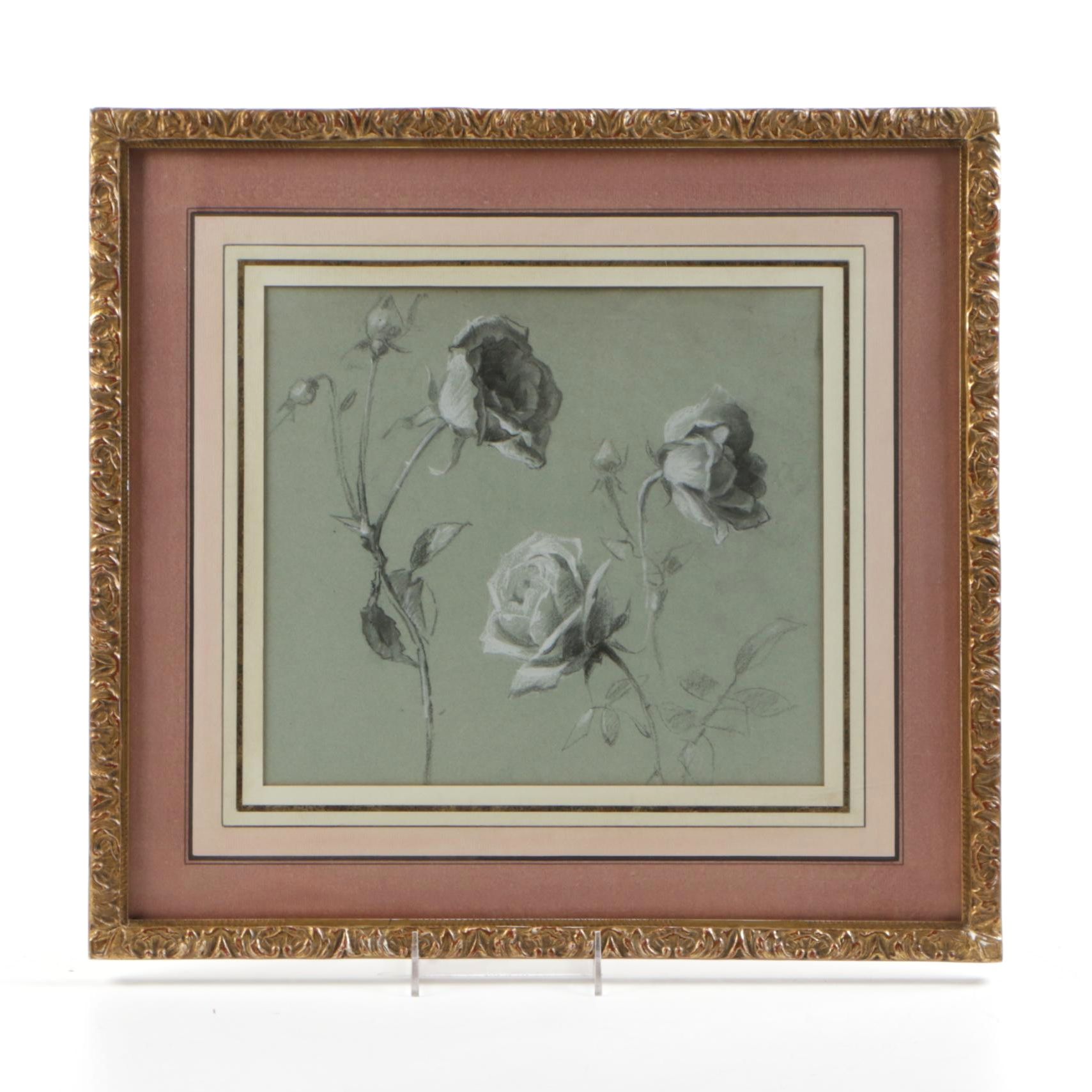 Charcoal Drawing of Roses