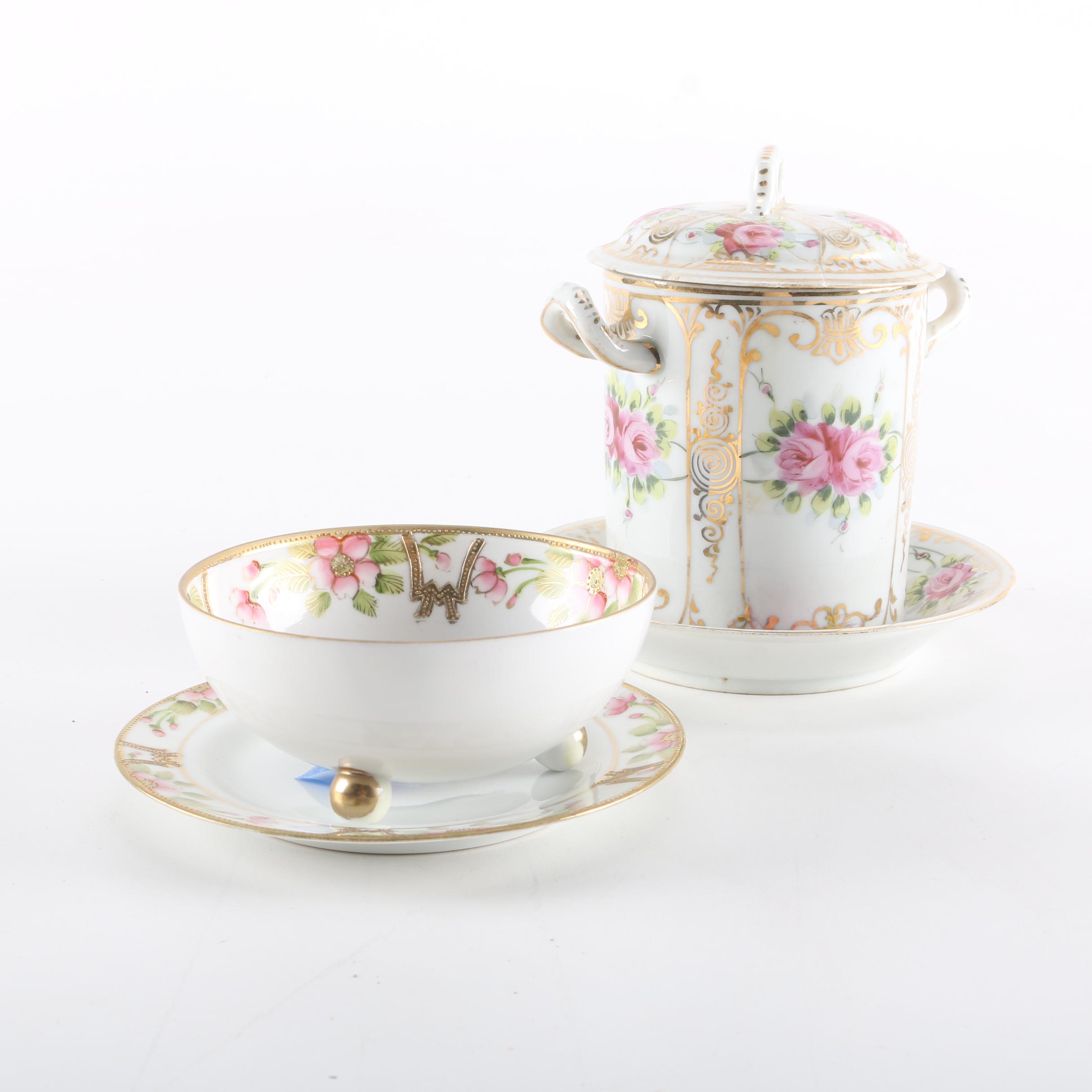 Porcelain Nippon Mayonnaise Bowl and Jam Jar Cover