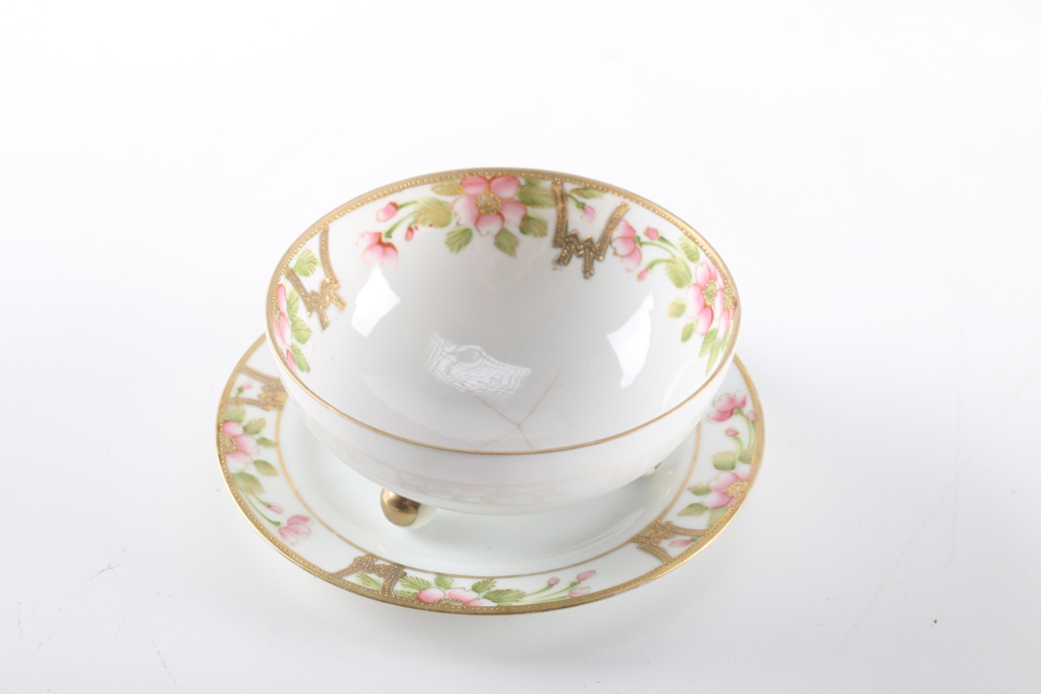 Porcelain Nippon Mayonnaise Bowl and Jam Jar Cover