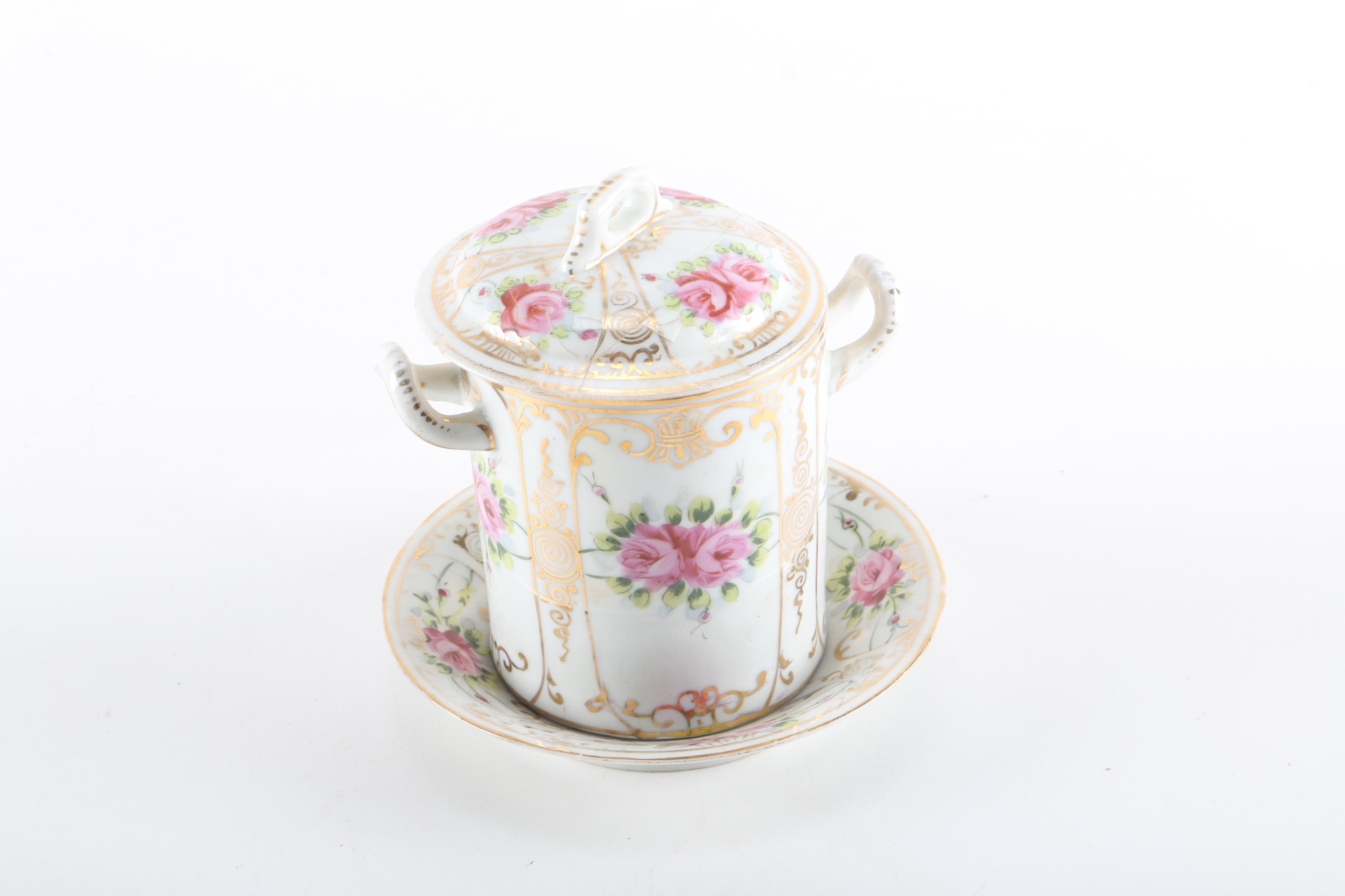 Porcelain Nippon Mayonnaise Bowl and Jam Jar Cover