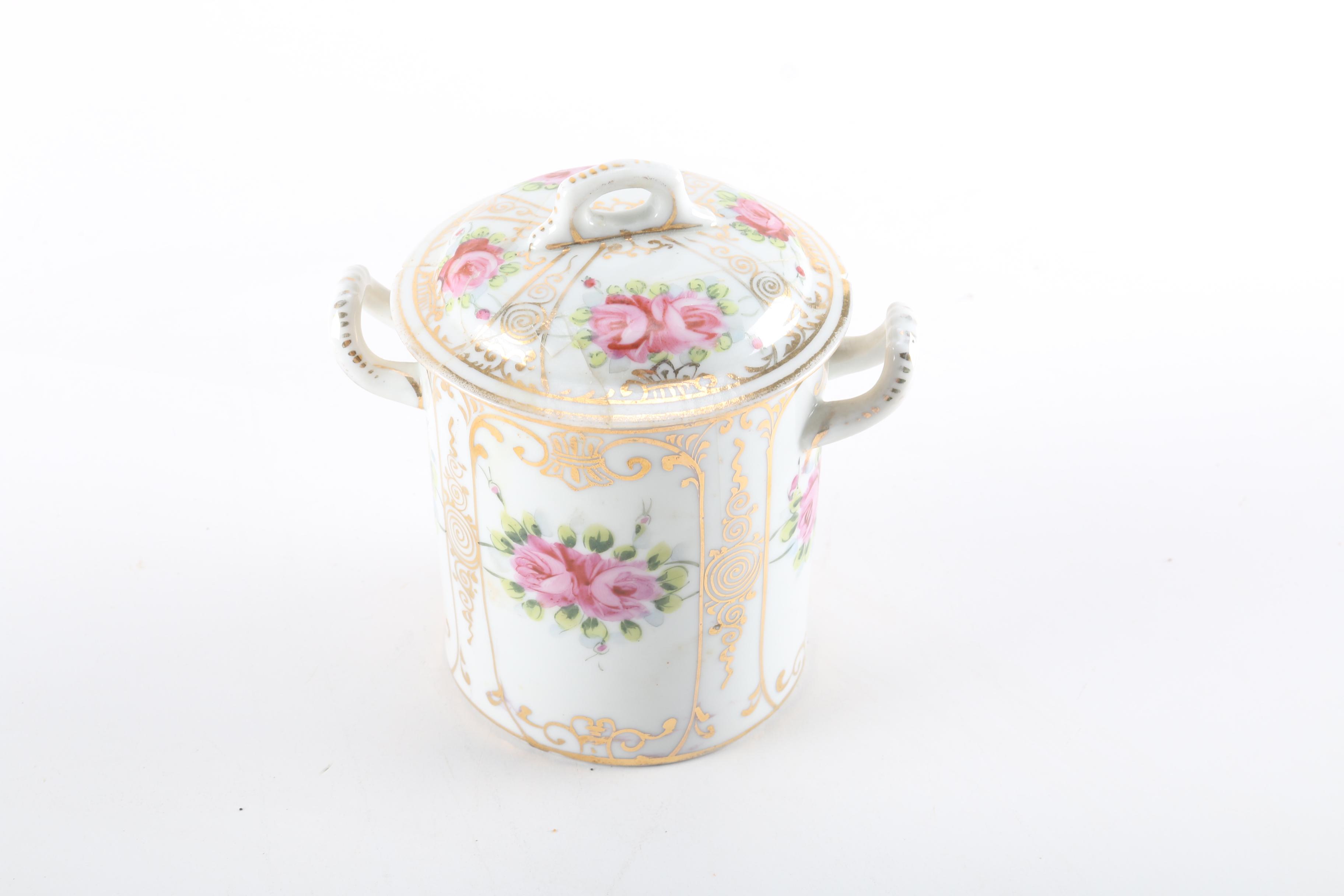 Porcelain Nippon Mayonnaise Bowl and Jam Jar Cover
