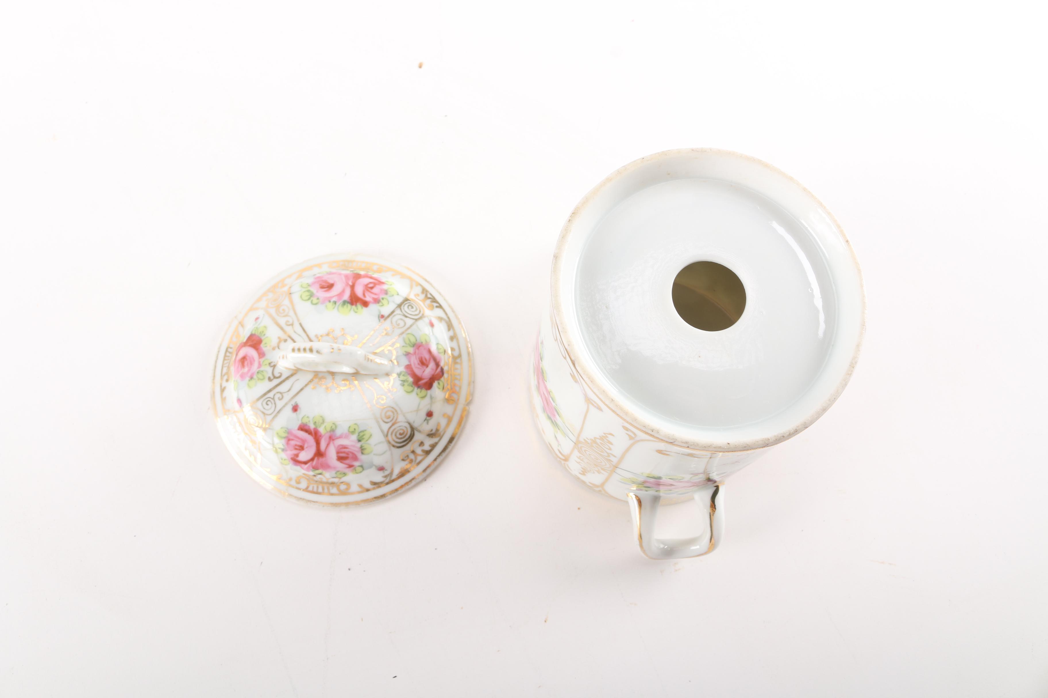 Porcelain Nippon Mayonnaise Bowl and Jam Jar Cover