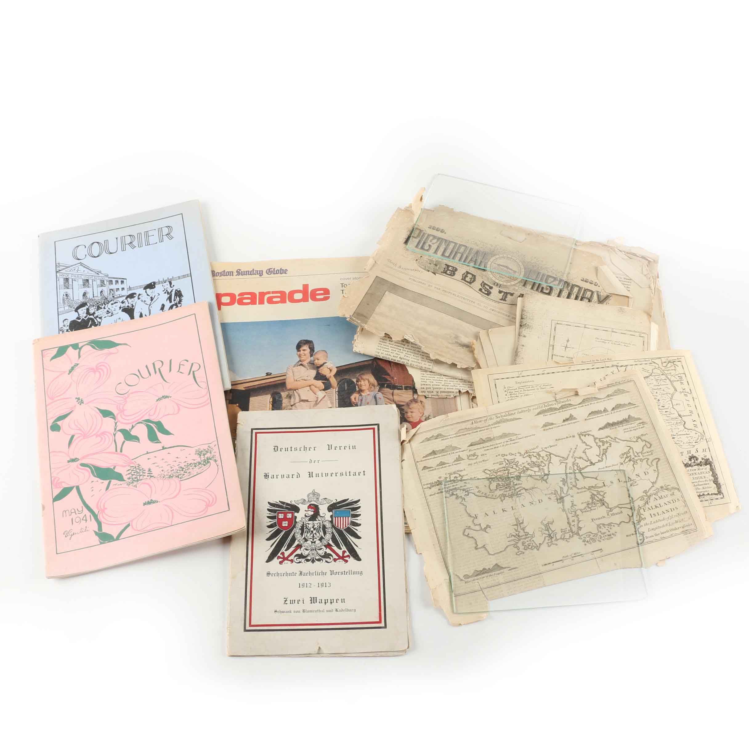 Collection of Vintage Maps and Newspapers