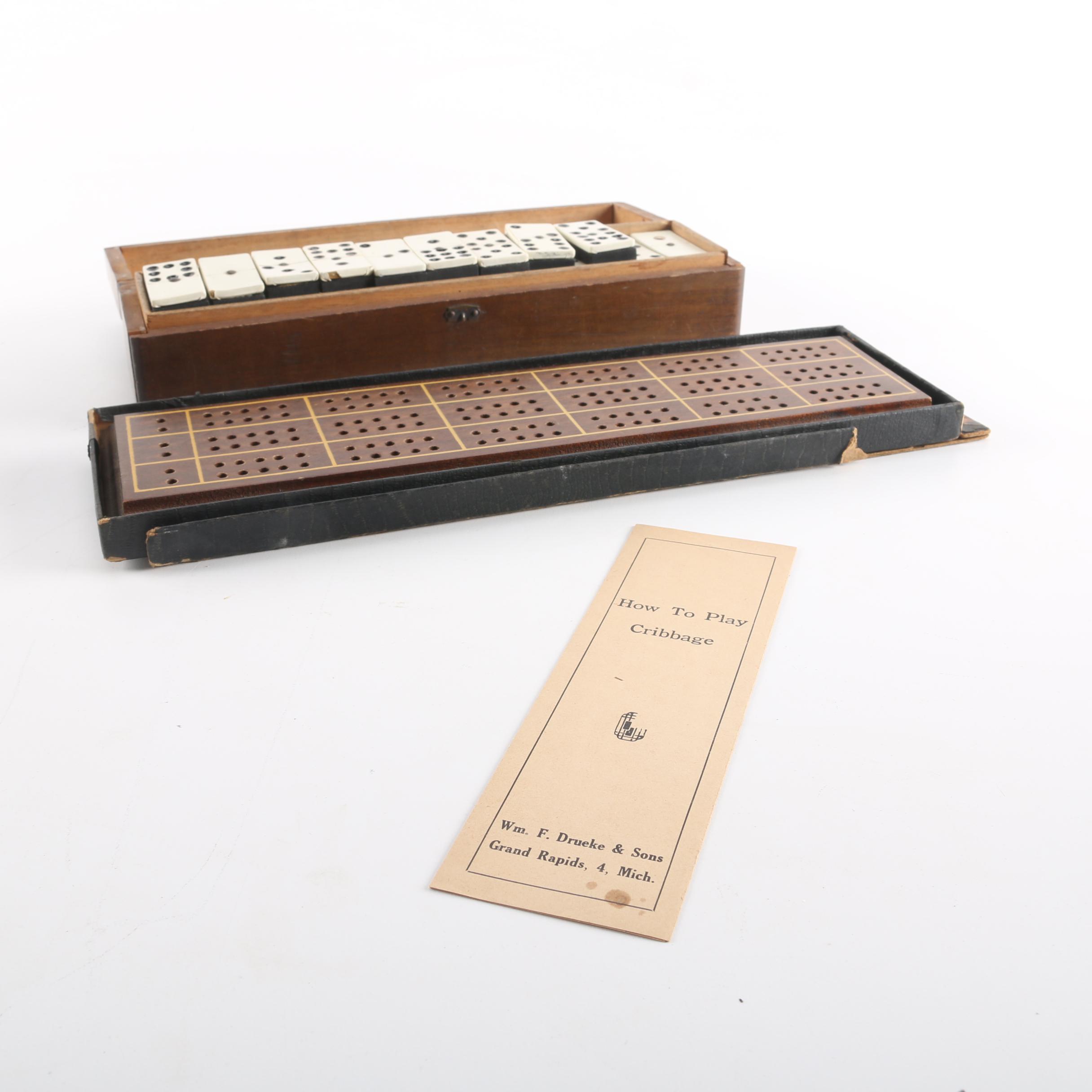 Handmade Dominoes and Drueke Cribbage Board