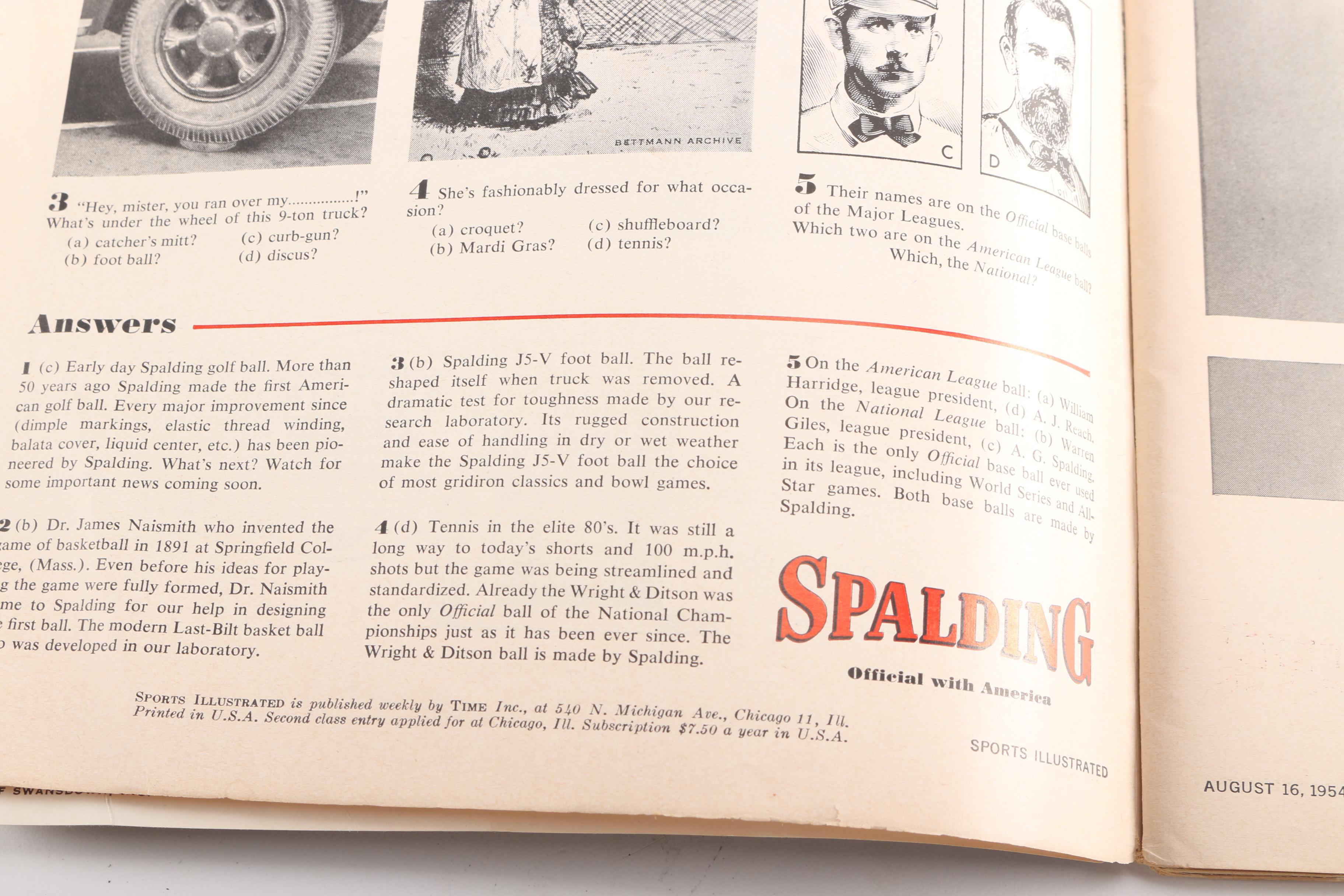 1954 First Issue "Sports Illustrated" Magazine