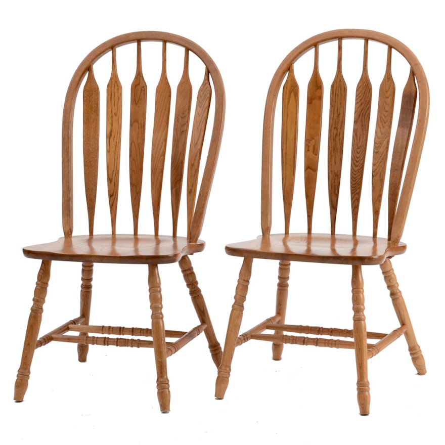 Pair of Windsor Style Oak Dining Chairs