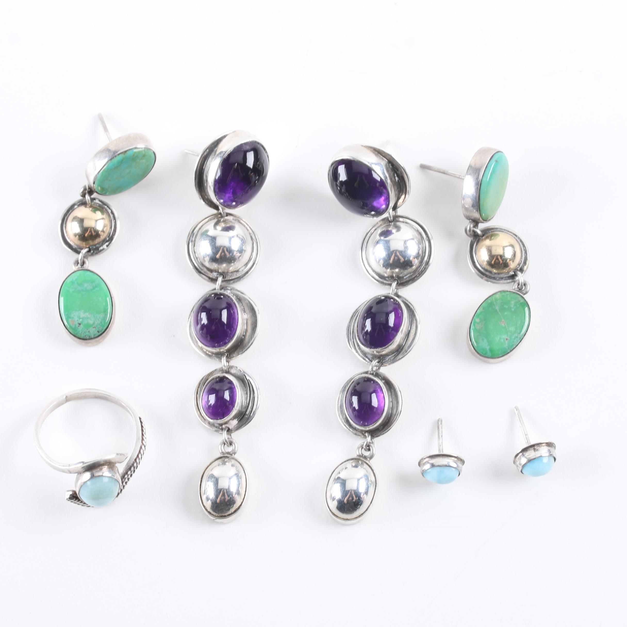 Sterling Silver and Gemstone Jewelry Including Larimar