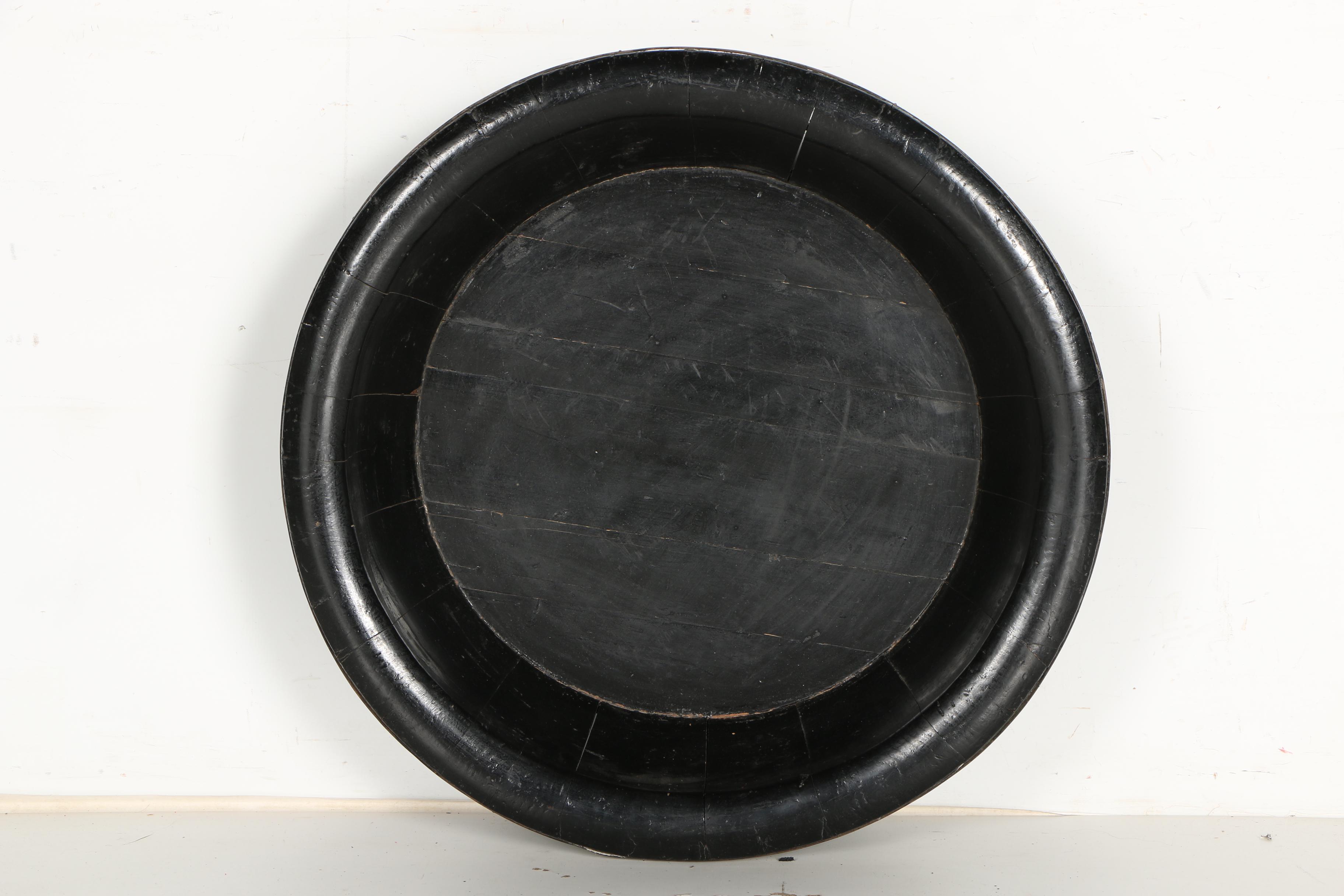 Black and Gold Tone Wooden Bowl