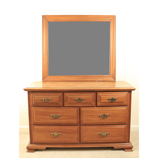 Vintage Seven-Drawer Dresser With Mirror by Sumter Cabinet Co.