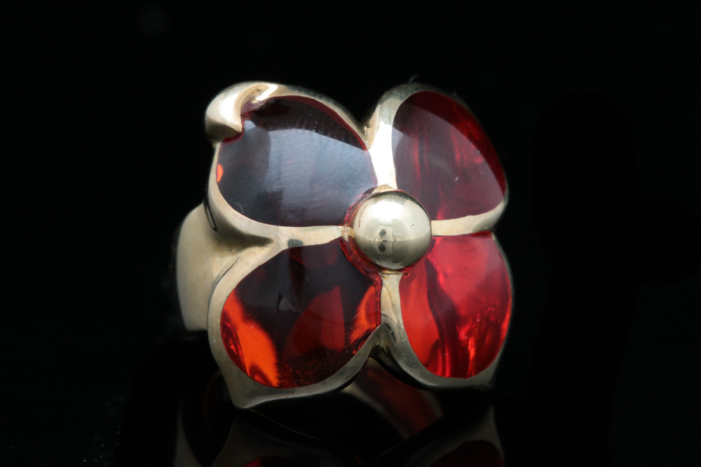 Andrew Hamilton Crawford Sterling and Lucite Ring