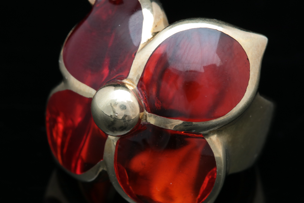 Andrew Hamilton Crawford Sterling and Lucite Ring