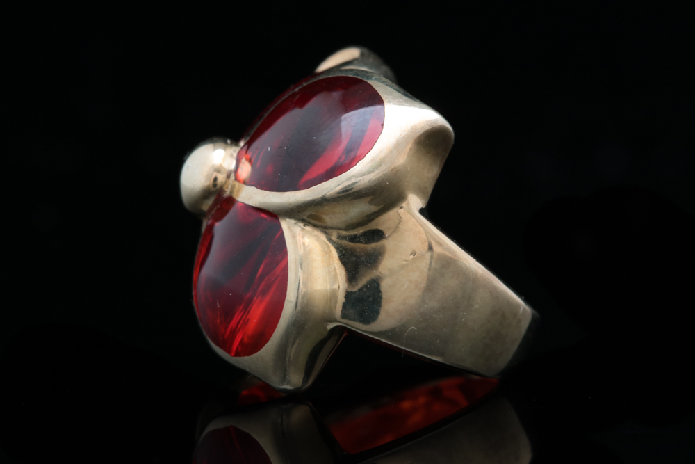 Andrew Hamilton Crawford Sterling and Lucite Ring