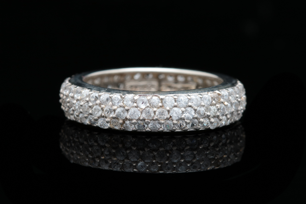 Sterling Silver and White Zircon Band