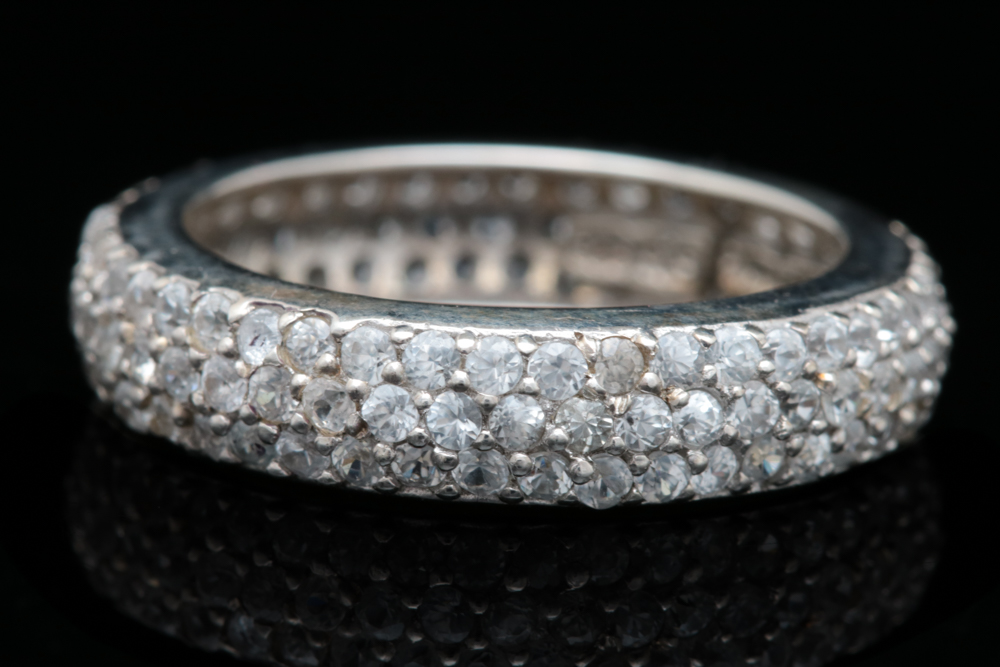 Sterling Silver and White Zircon Band