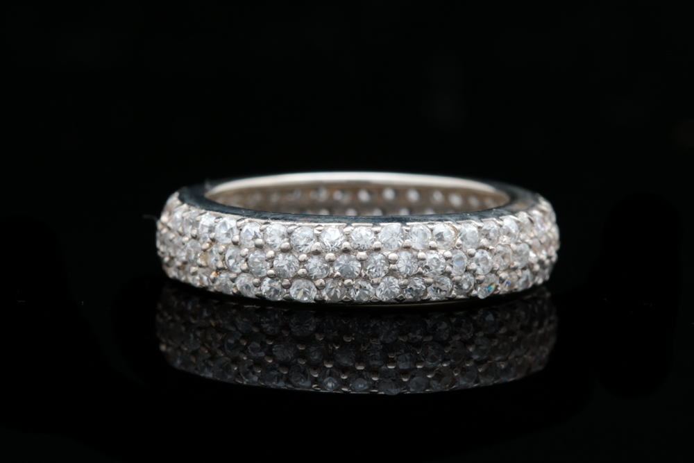 Sterling Silver and White Zircon Band