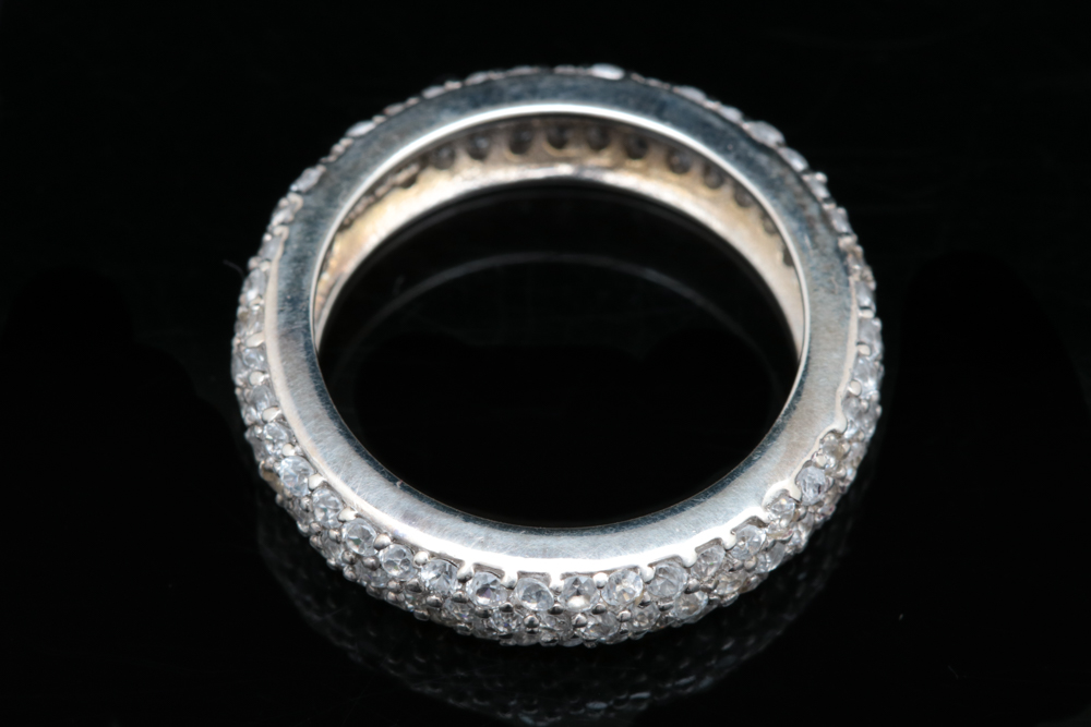 Sterling Silver and White Zircon Band