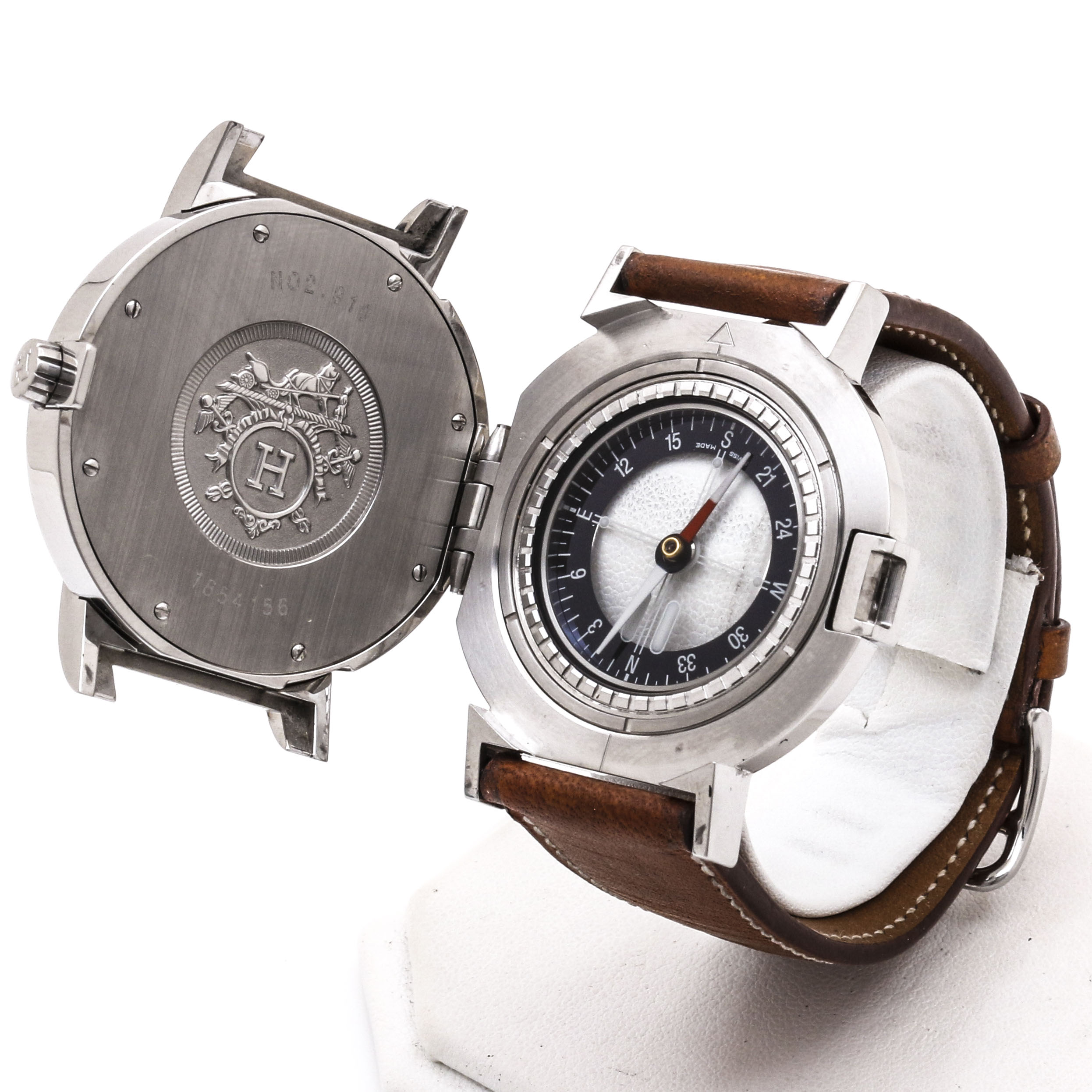 Hermes “Nomade” Stainless Steel Automatic Watch With Compass