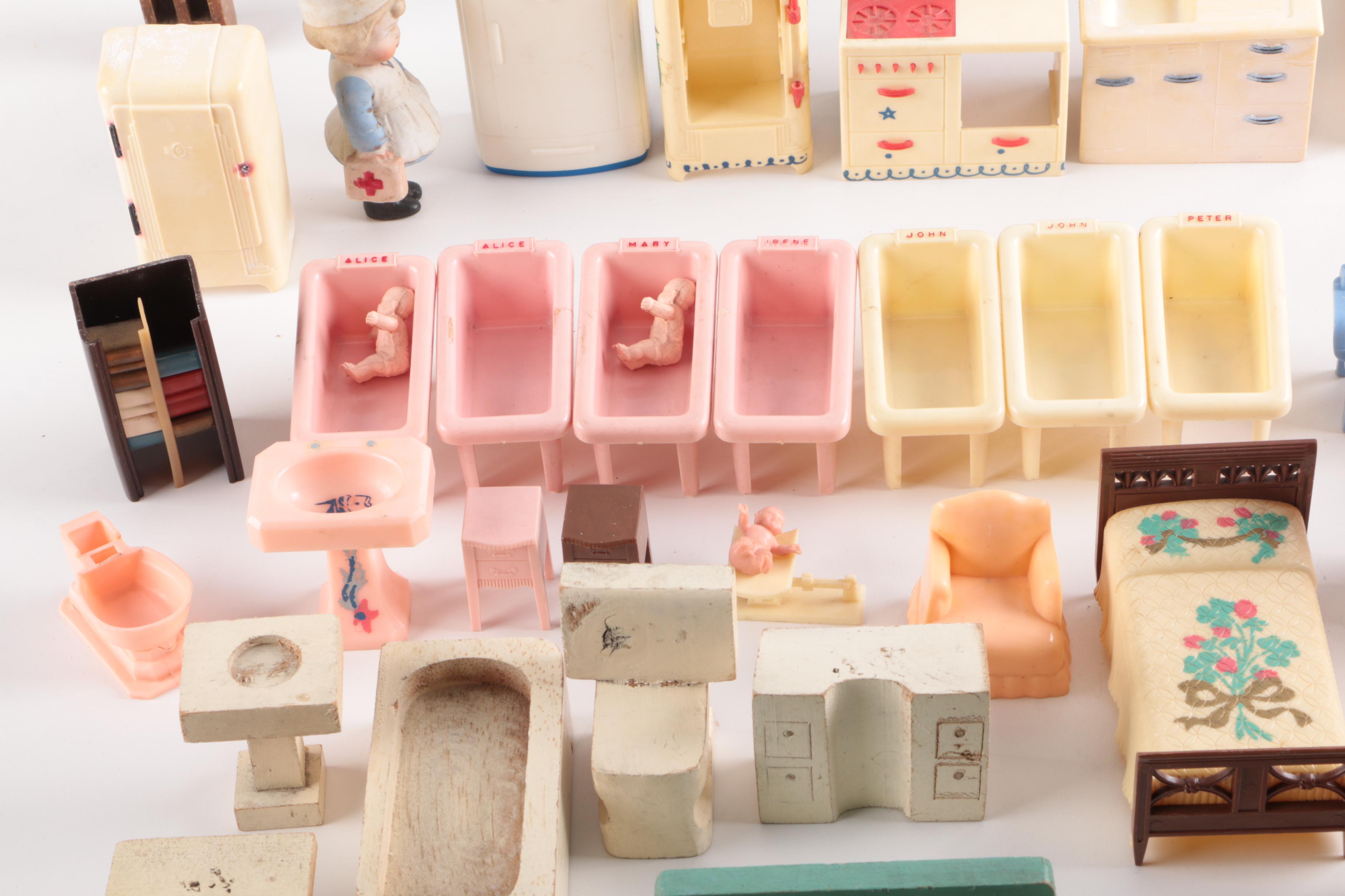 Collection of Doll House Furniture and Accessories