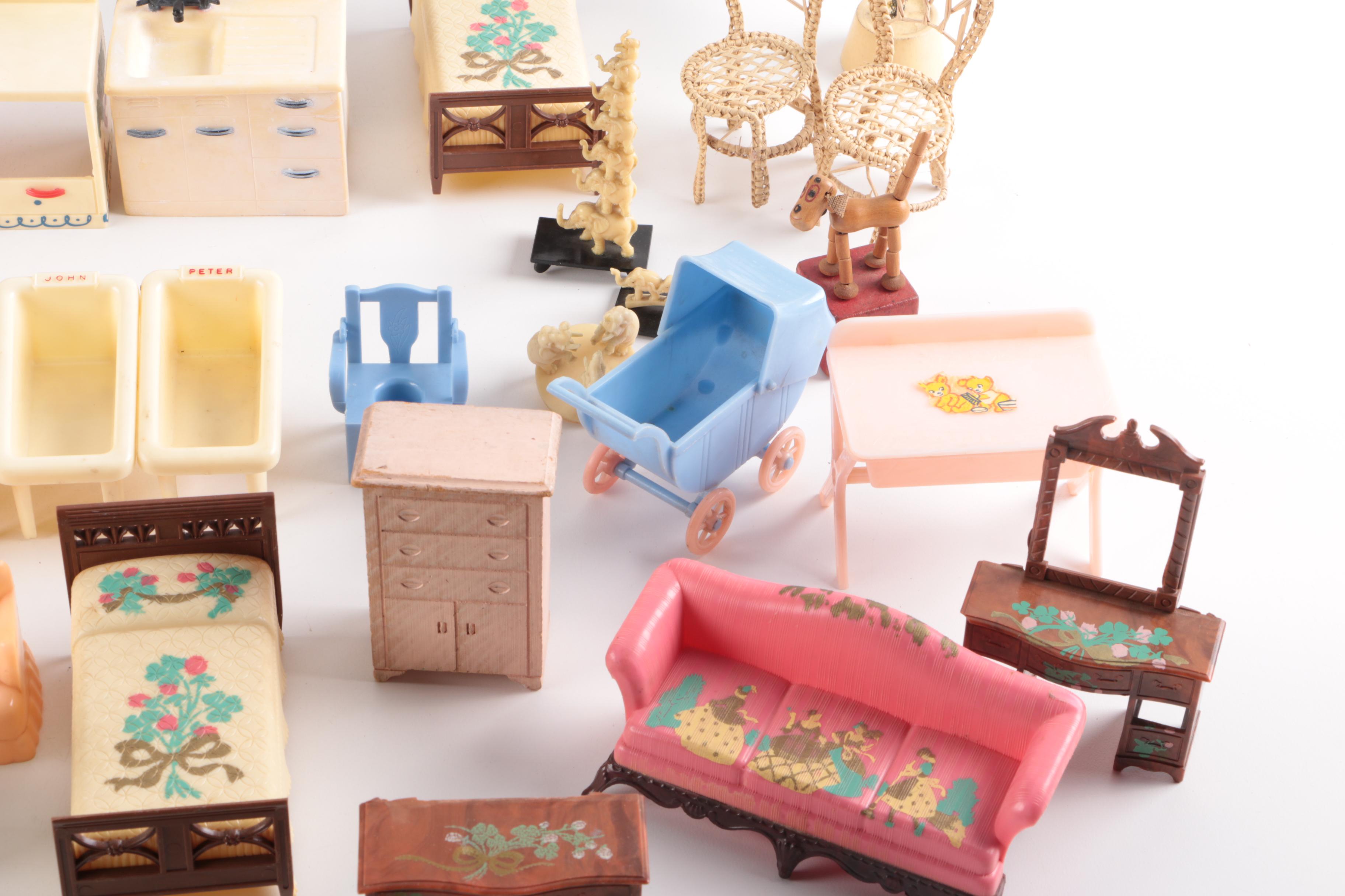 Collection of Doll House Furniture and Accessories