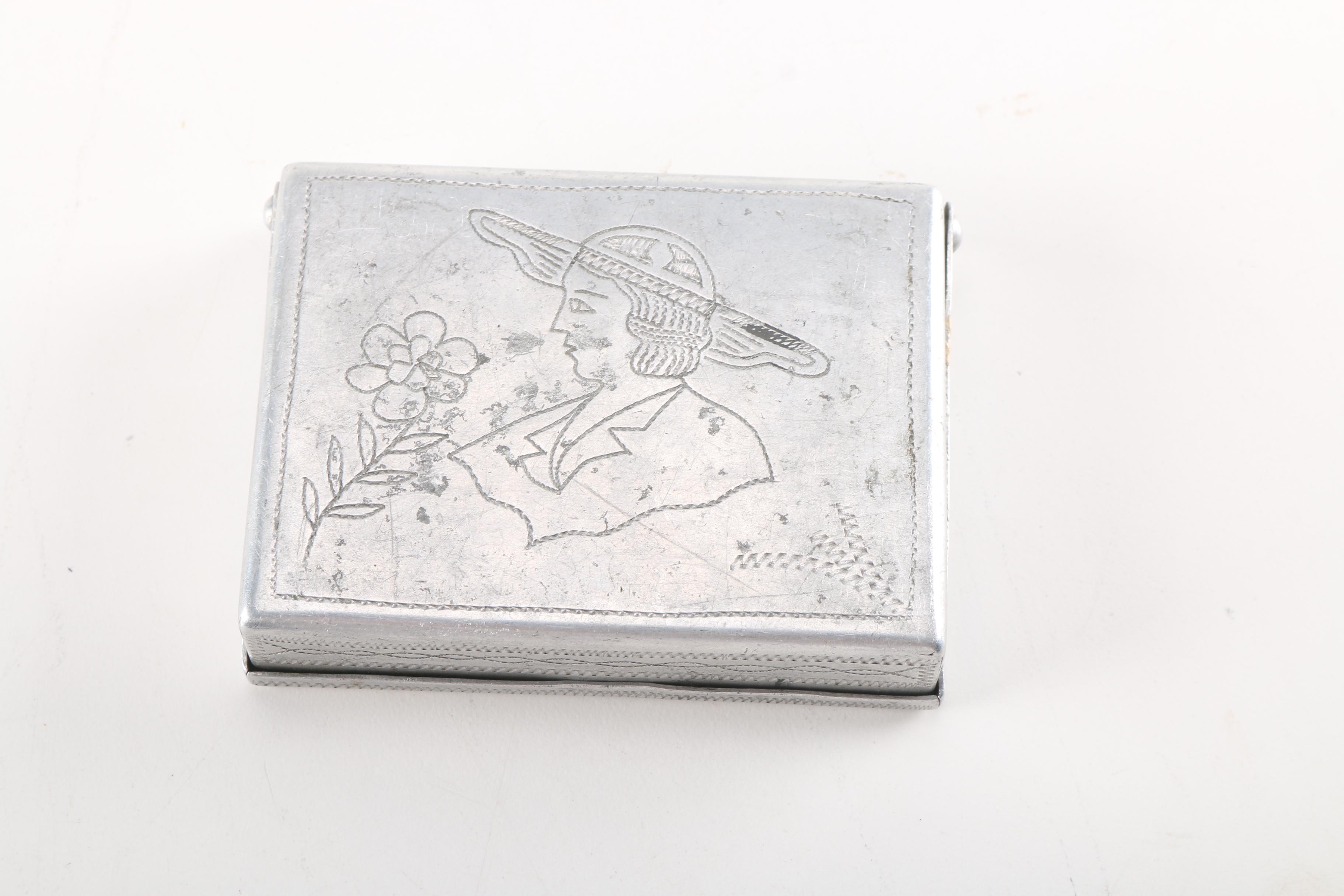 Russian Cigarette Case and Soviet Cap Badge