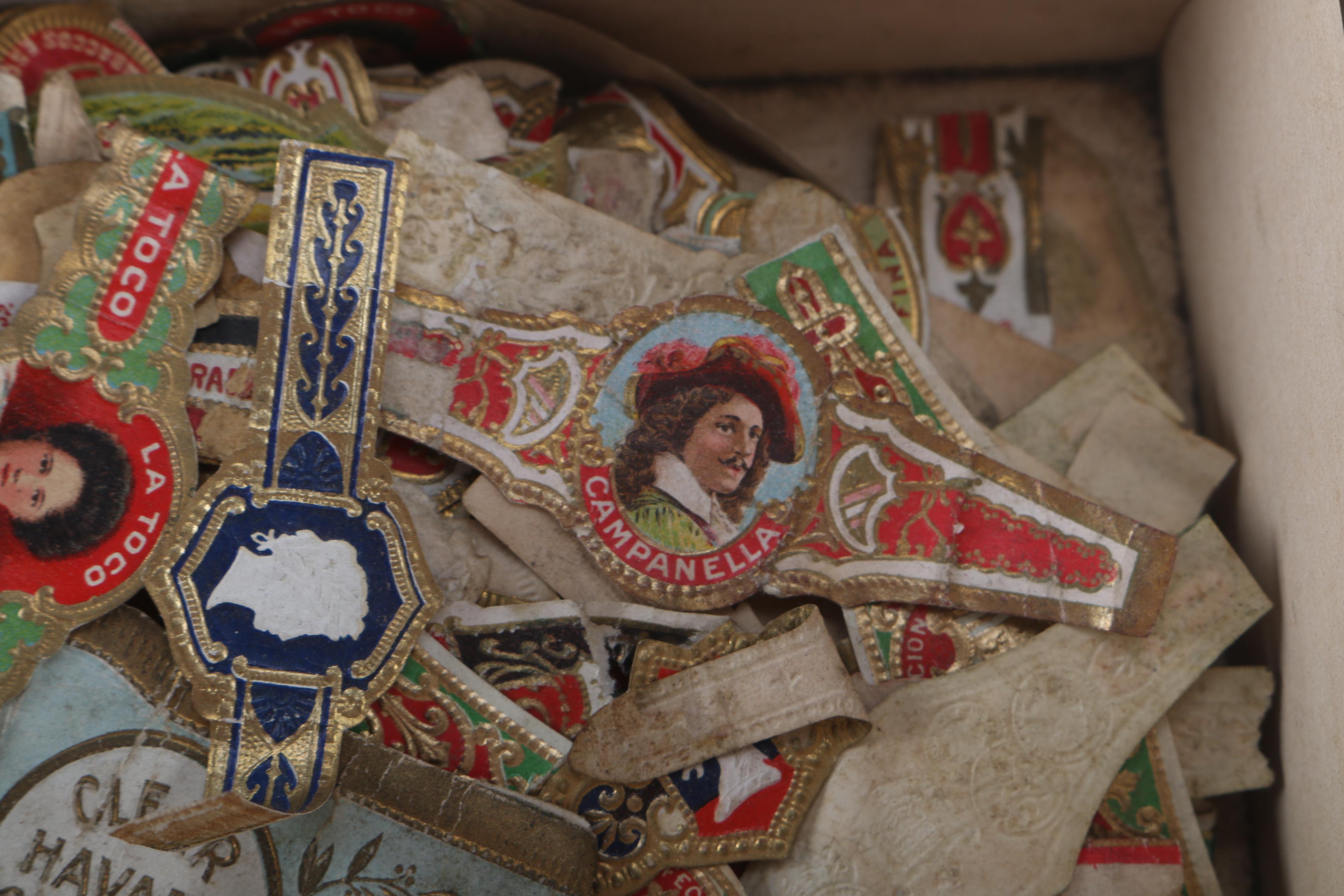 Cigar Box Full of Cigar Bands and Coupons