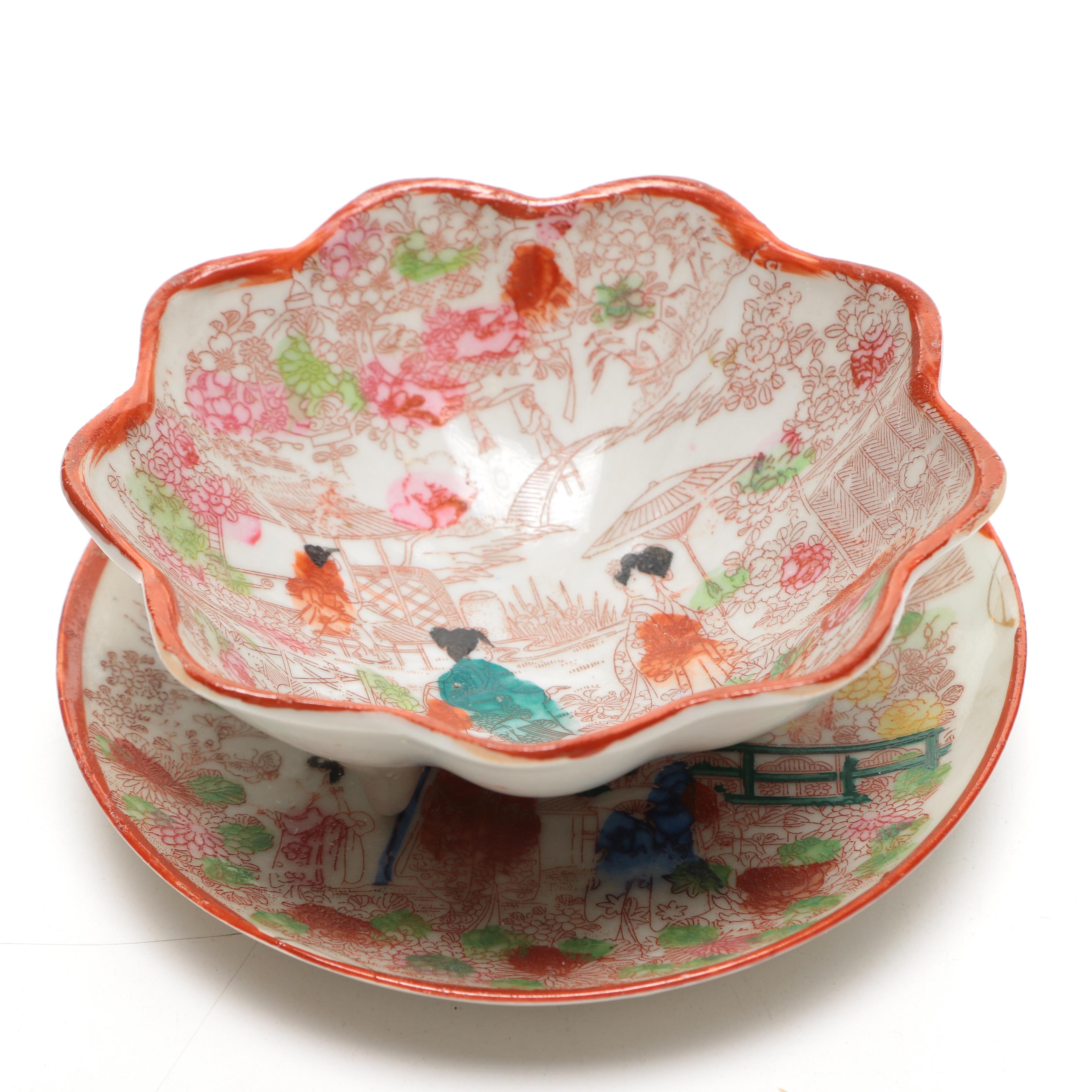 Japanese "Geisha Girl" Porcelain  Bowl Set