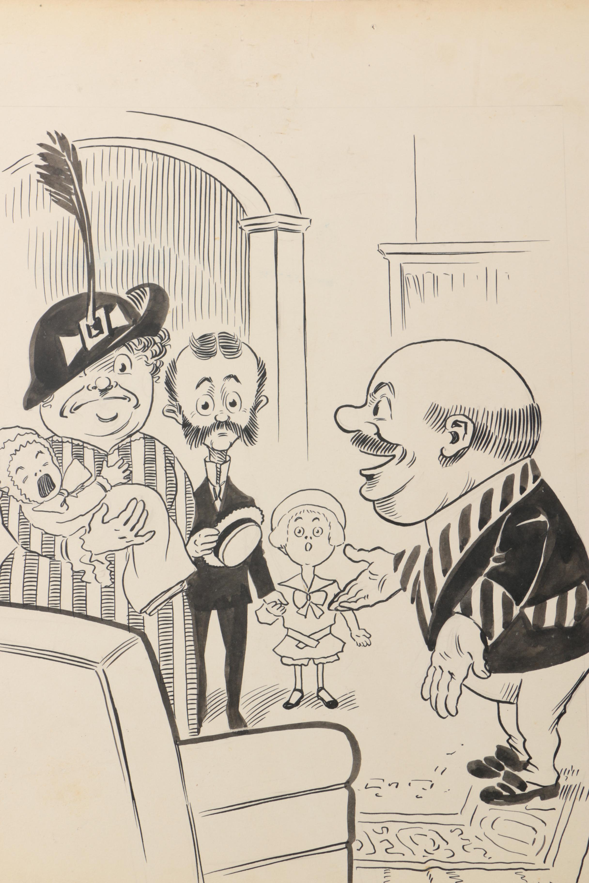 Early 20th Century, Clement Ink and Pencil Illustrations