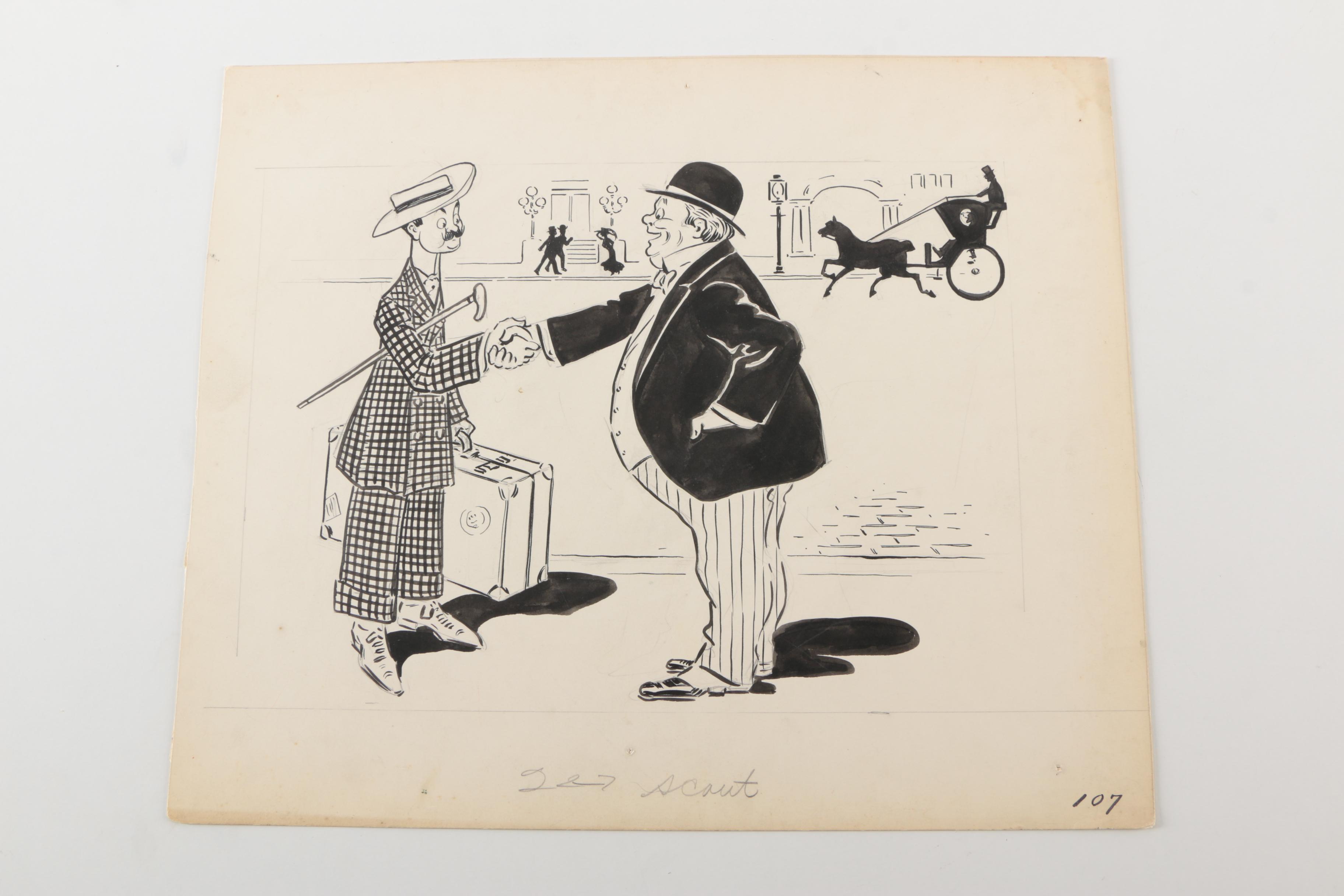 Early 20th Century, Clement Ink and Pencil Illustrations