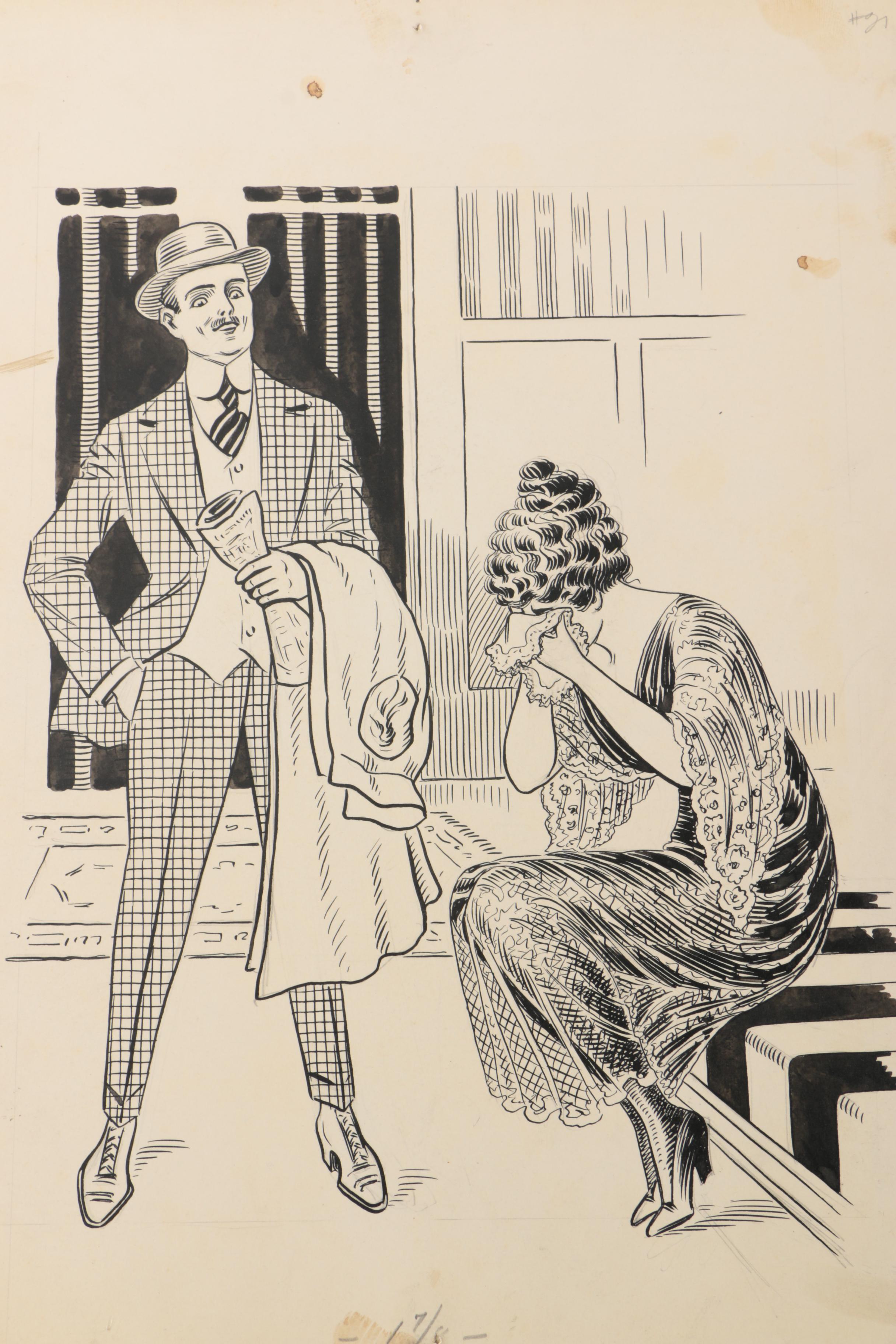 Early 20th Century, Clement Ink and Pencil Illustrations