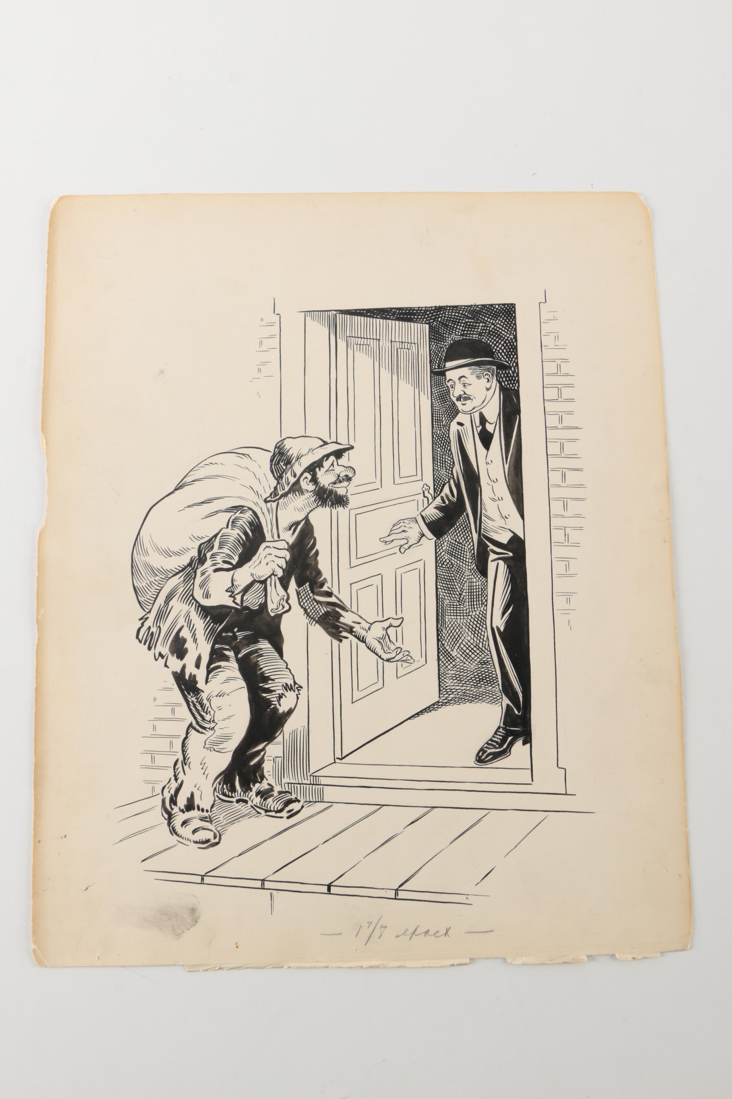 Early 20th Century, Clement Ink and Pencil Illustrations