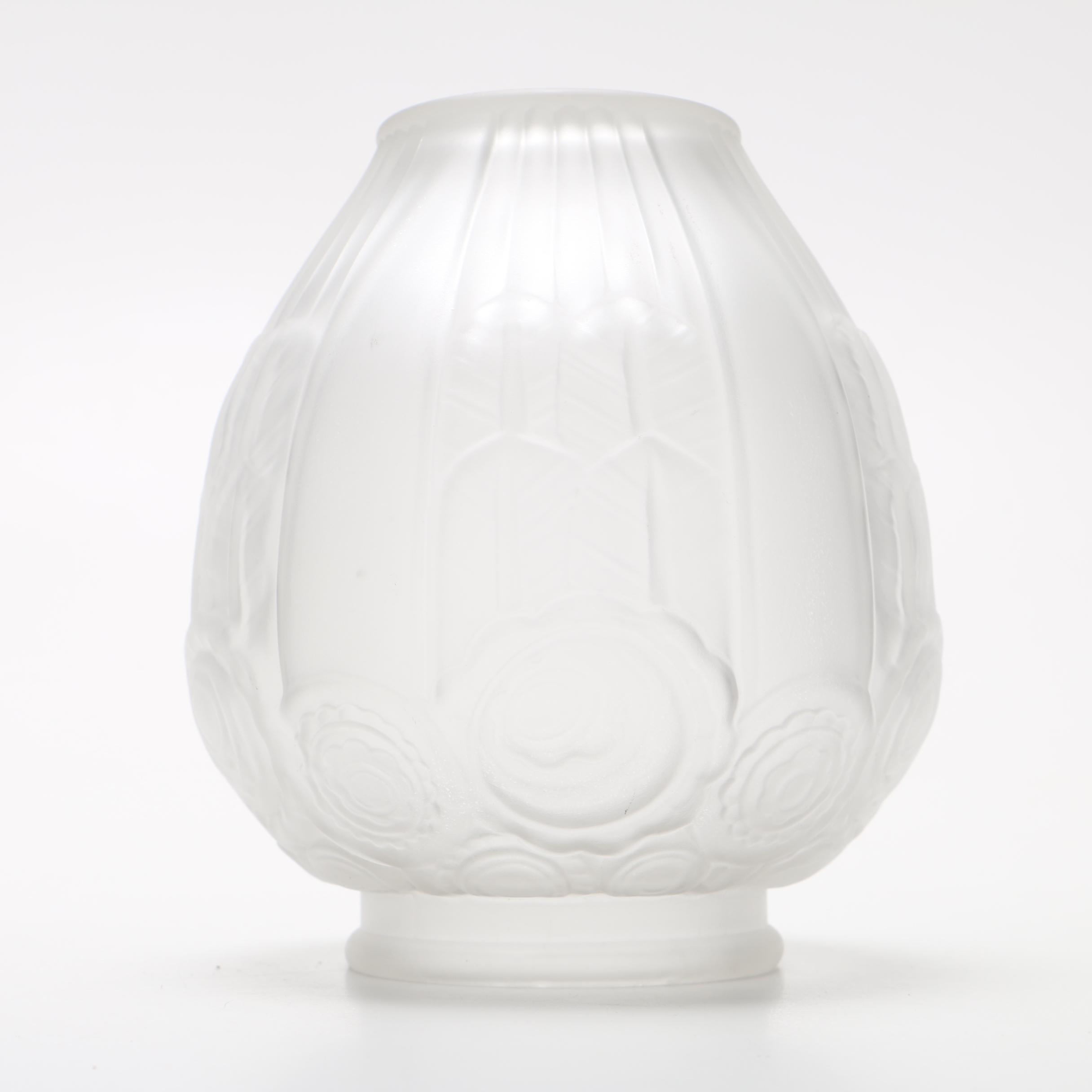 Mid 1920s André Hunebelle Art Nouveau Style Frosted Glass Vases