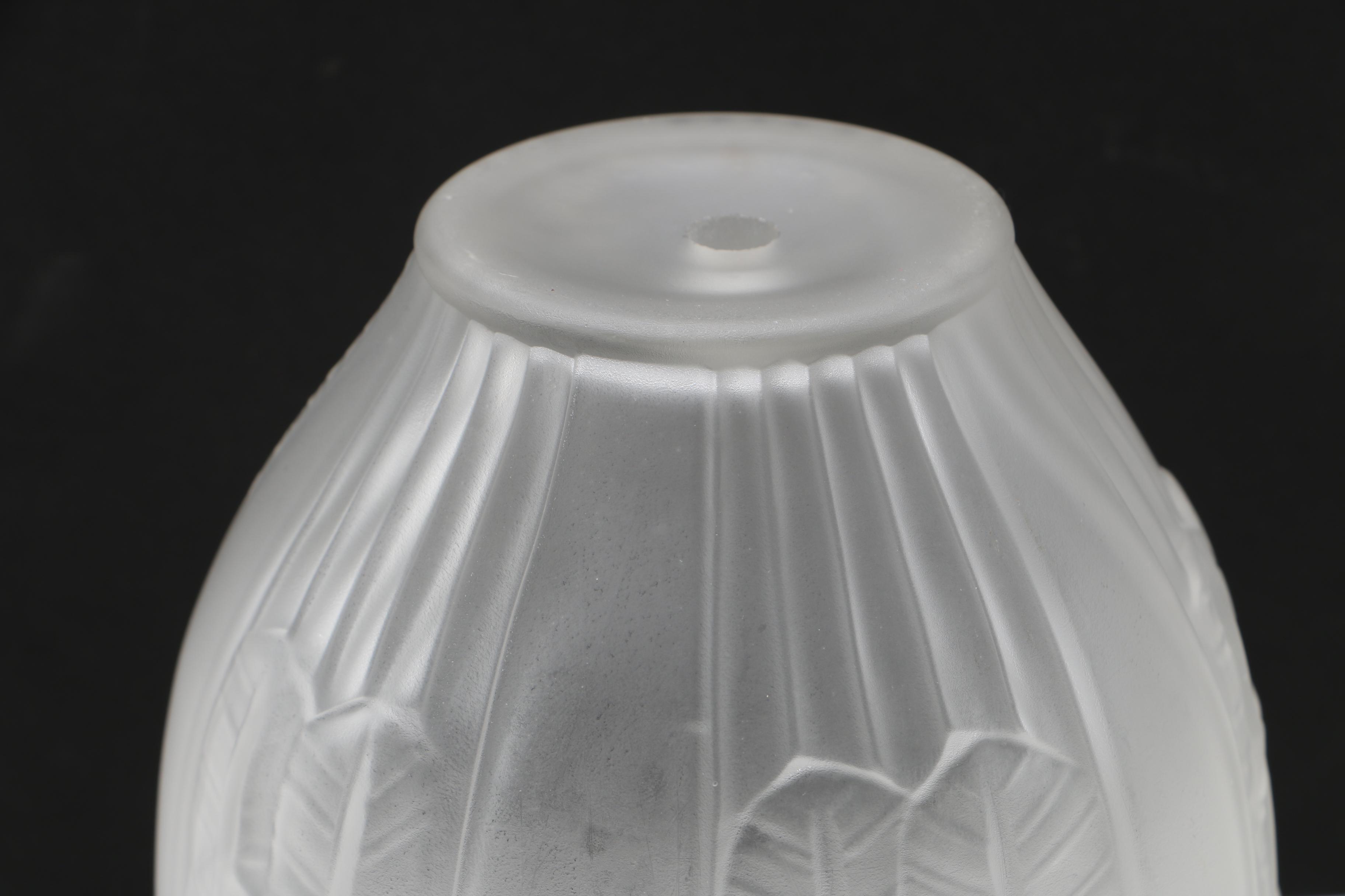 Mid 1920s André Hunebelle Art Nouveau Style Frosted Glass Vases