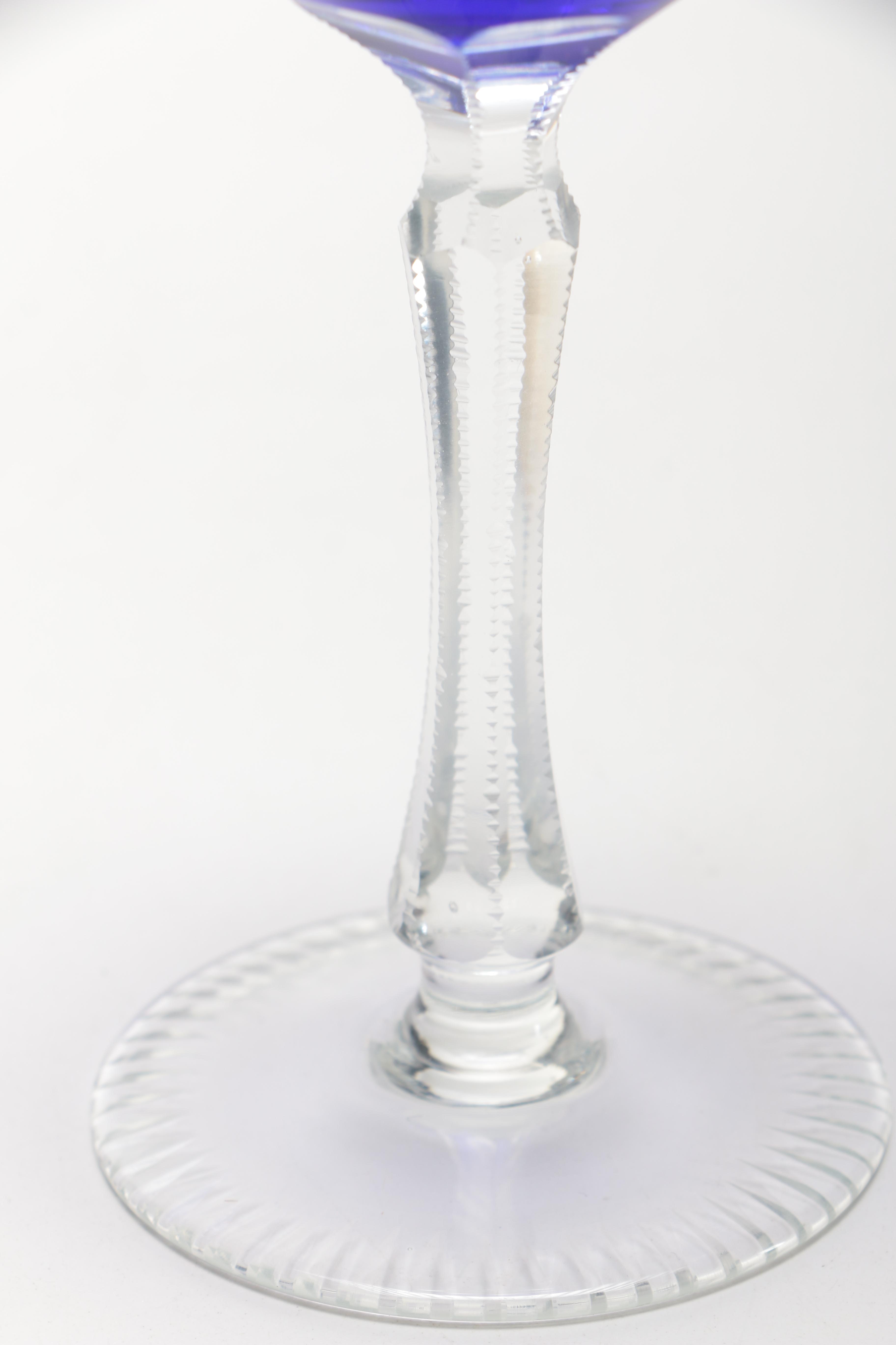 Cobalt Blue Cut Glass Decanter and Glasses