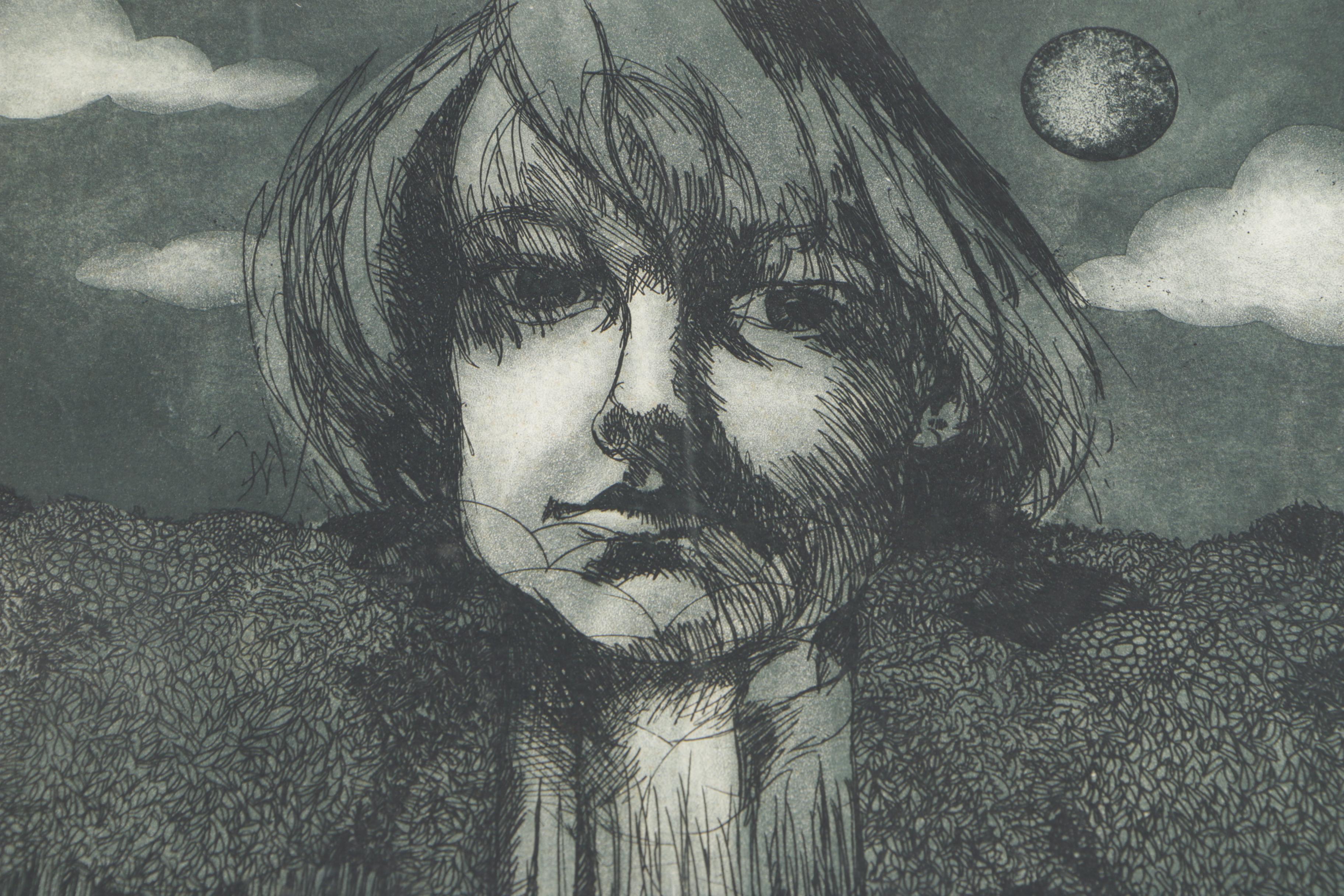 Marty Blake Artist Proof Etching on Paper "A Result of the Immoderate Admiration of Trees"