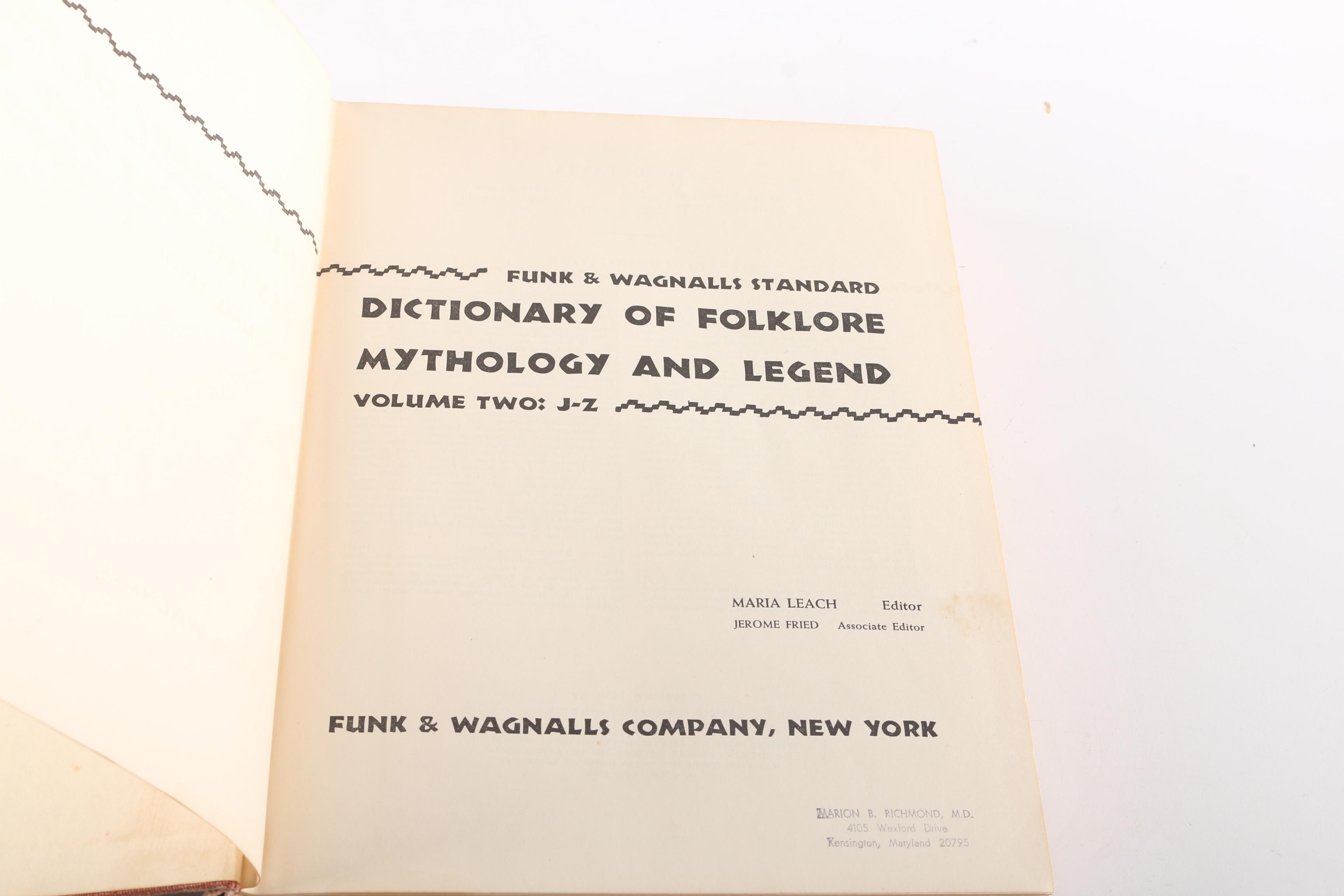 1950 "Funk & Wagnalls Standard Dictionary of Folklore Mythology and Legend"