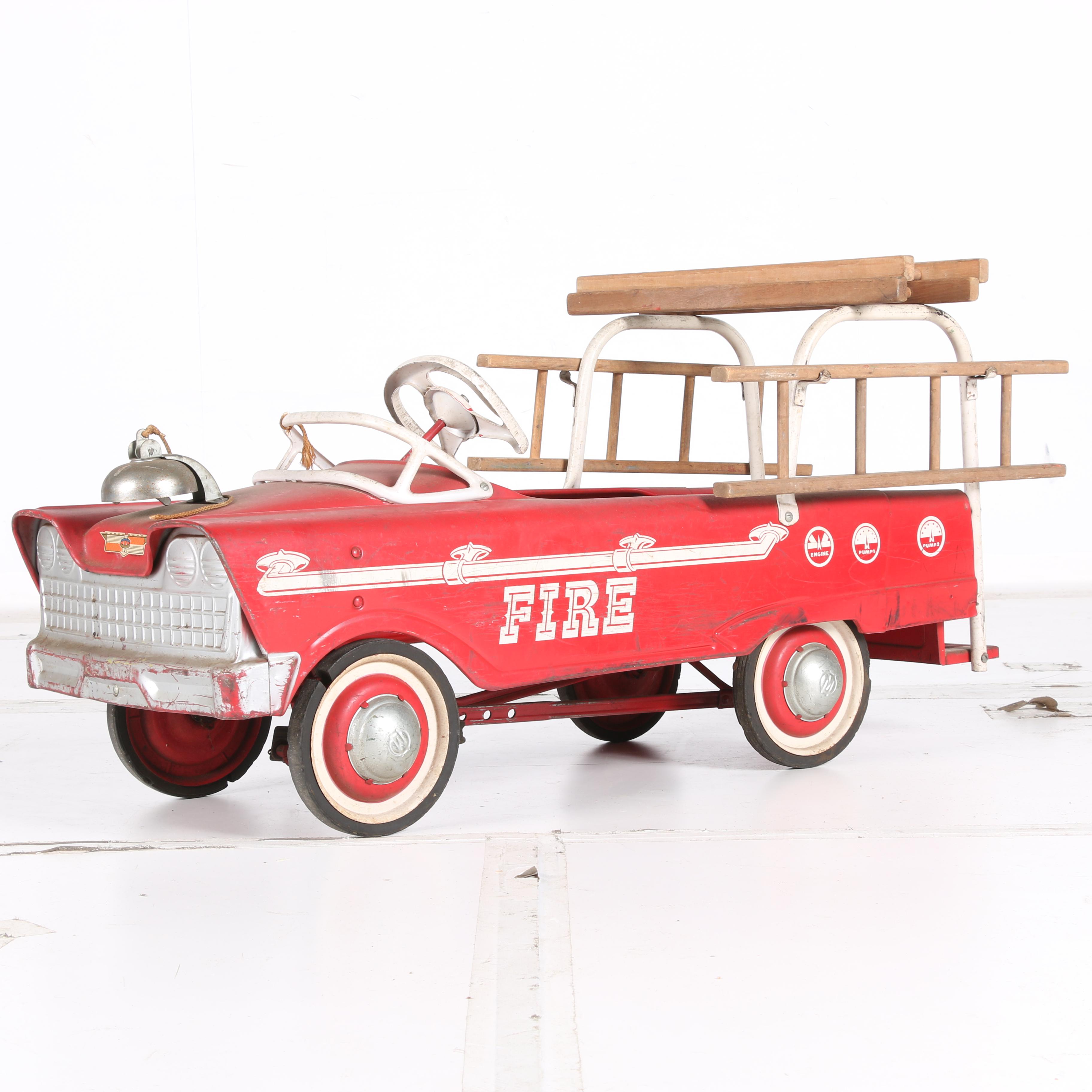 Vintage Steel Firetruck Pedal Car