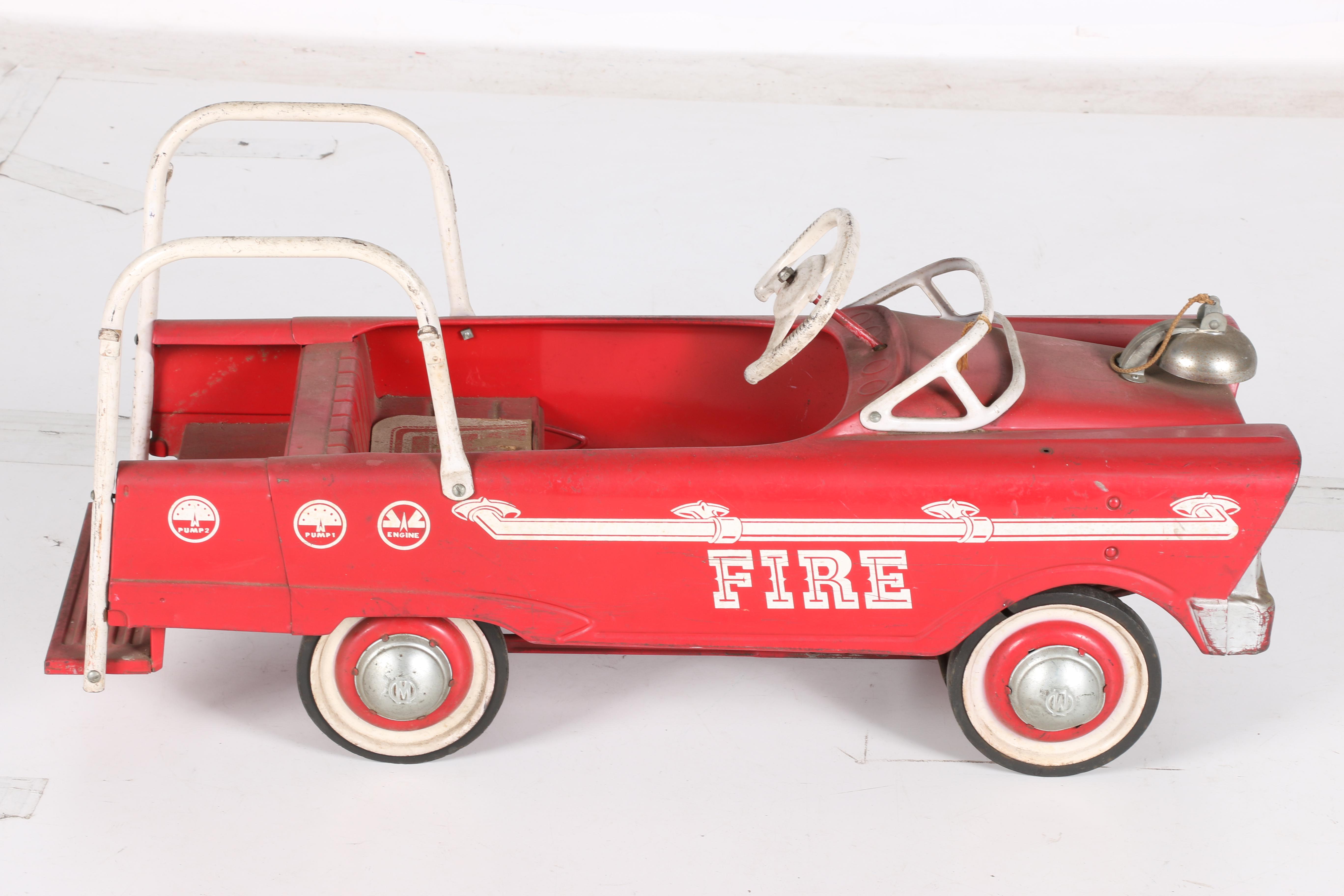 Vintage Steel Firetruck Pedal Car