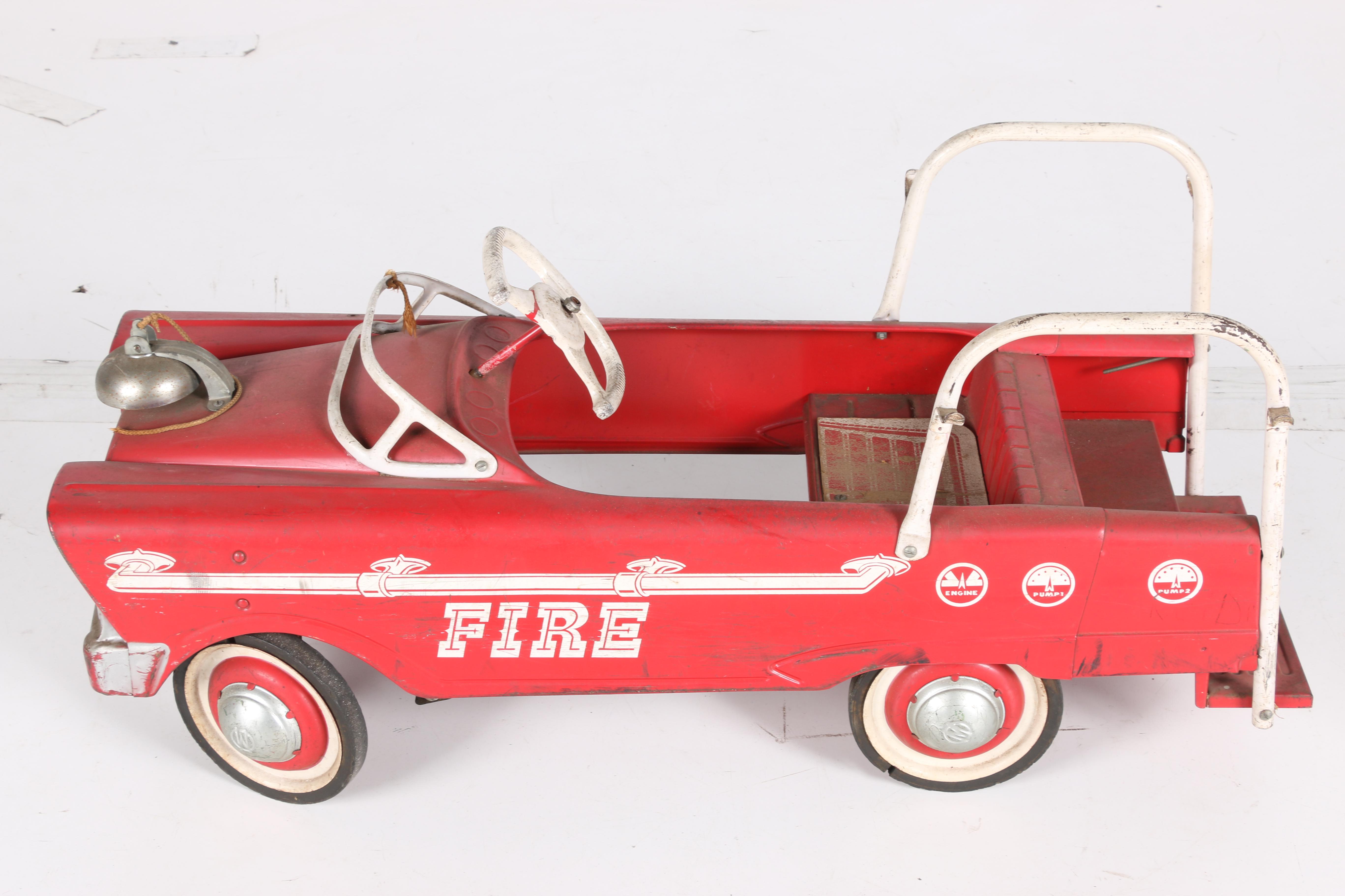 Vintage Steel Firetruck Pedal Car