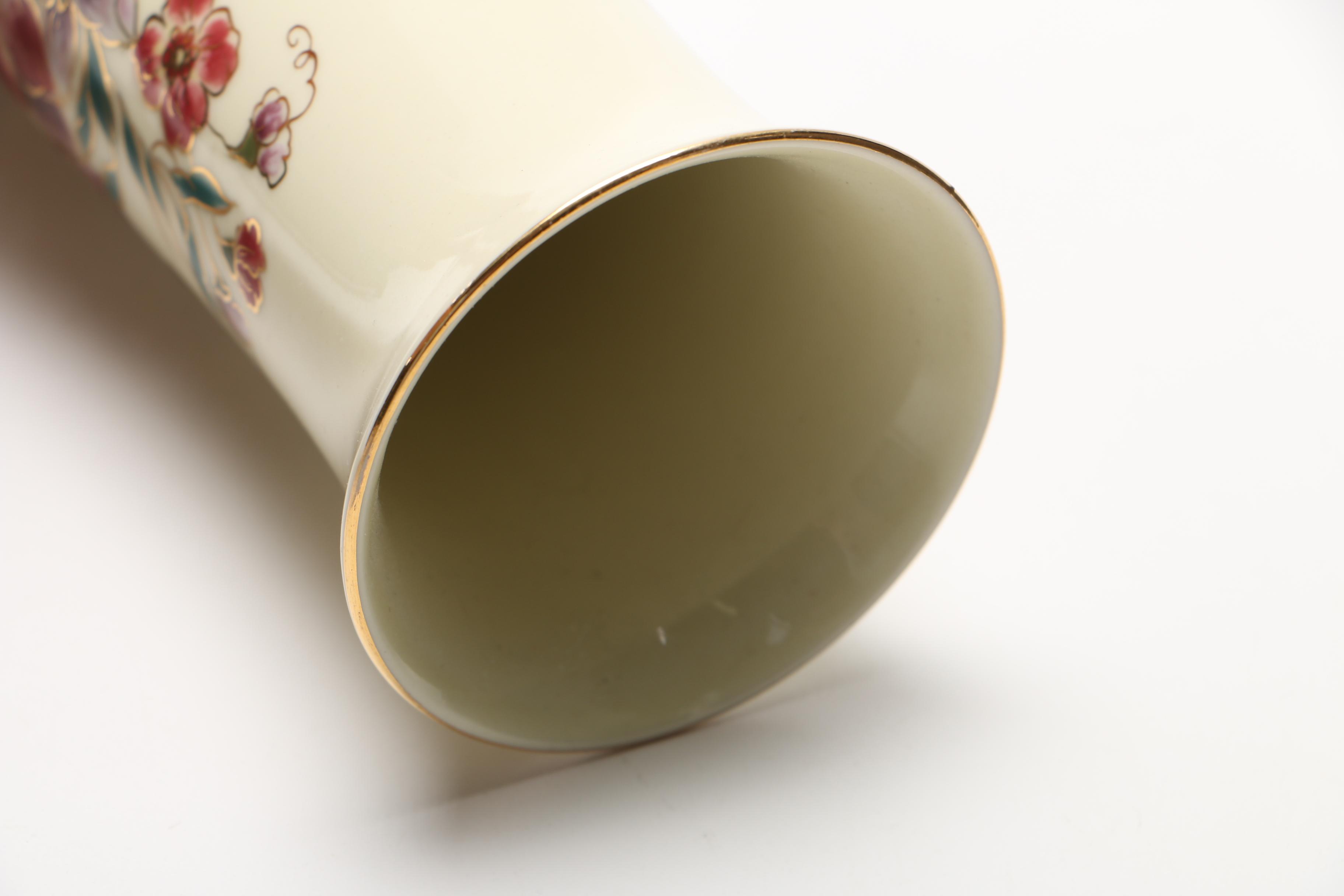 Coalport Bone China Candlestick and Hungarian Hand-Painted Vase