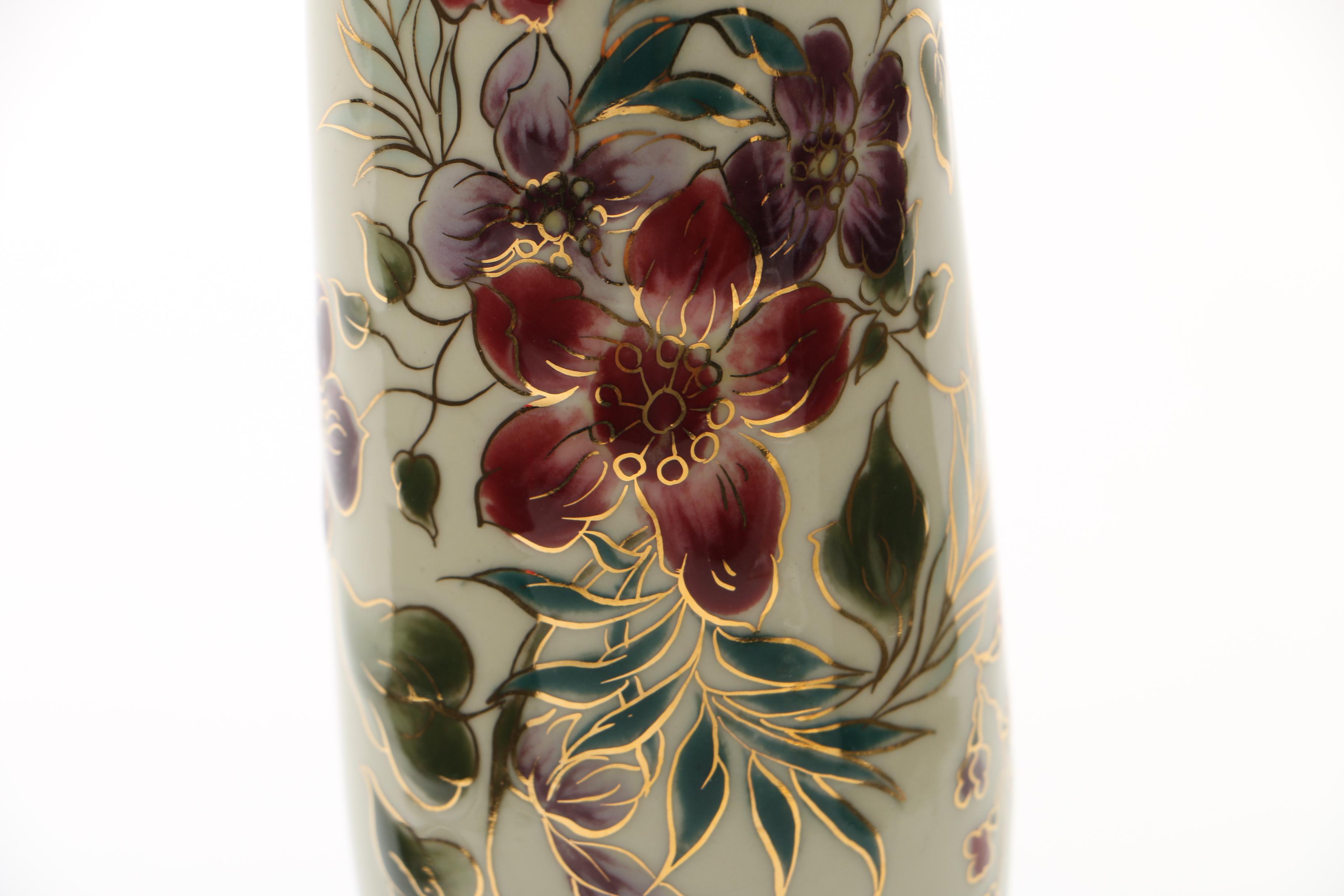 Coalport Bone China Candlestick and Hungarian Hand-Painted Vase