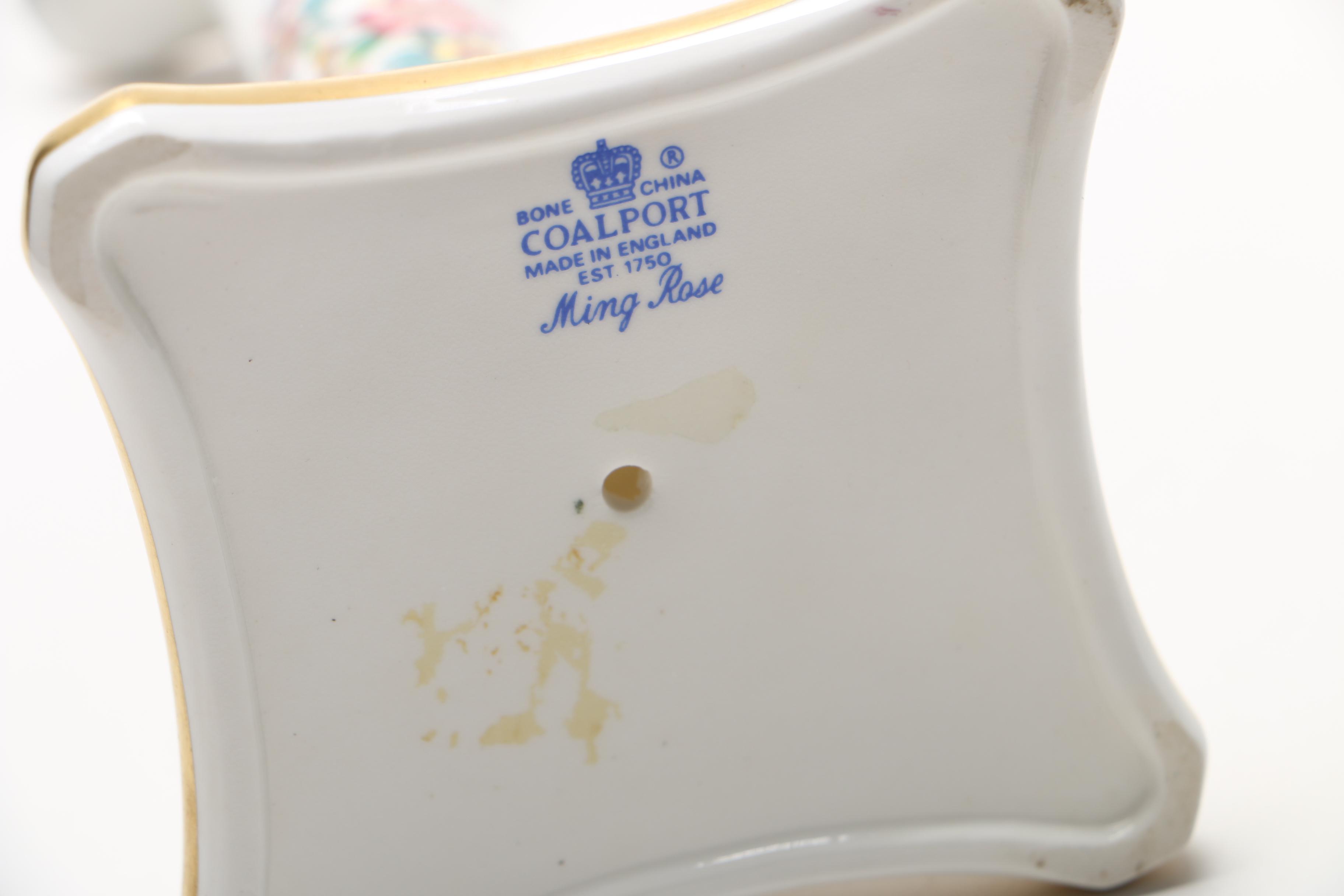 Coalport Bone China Candlestick and Hungarian Hand-Painted Vase