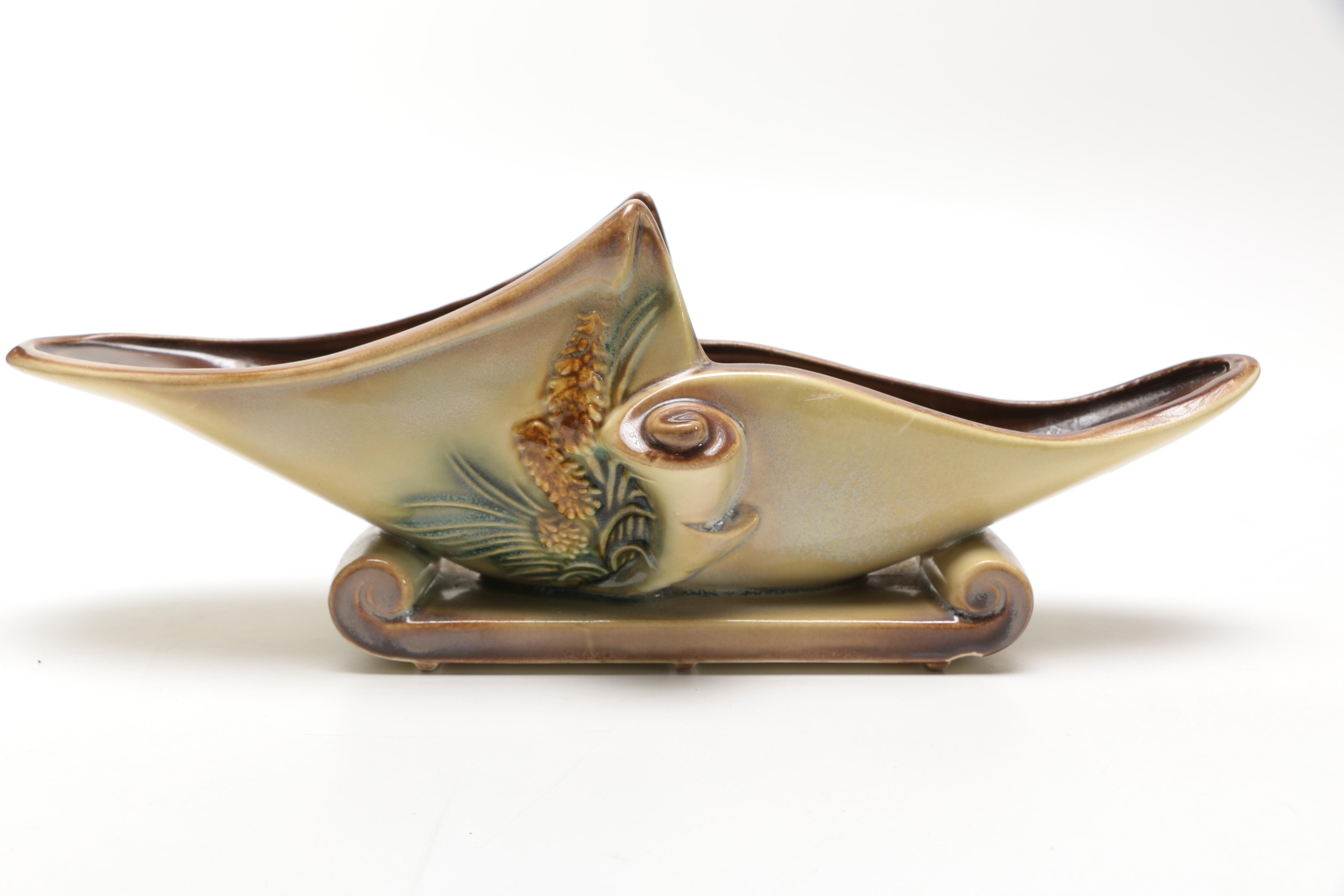 Hull Pottery "Parchment & Pinecone" Console Bowl
