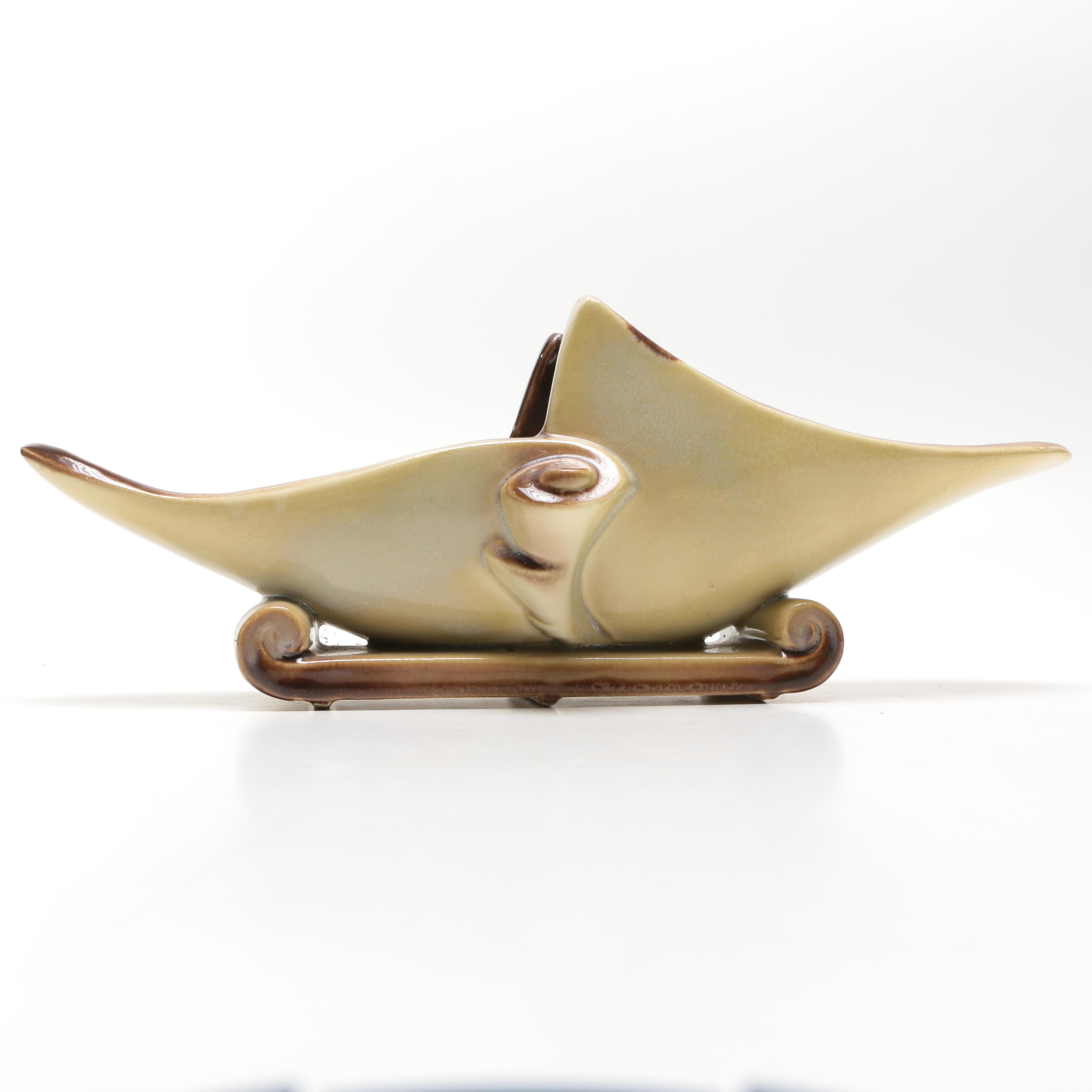 Hull Pottery "Parchment & Pinecone" Console Bowl