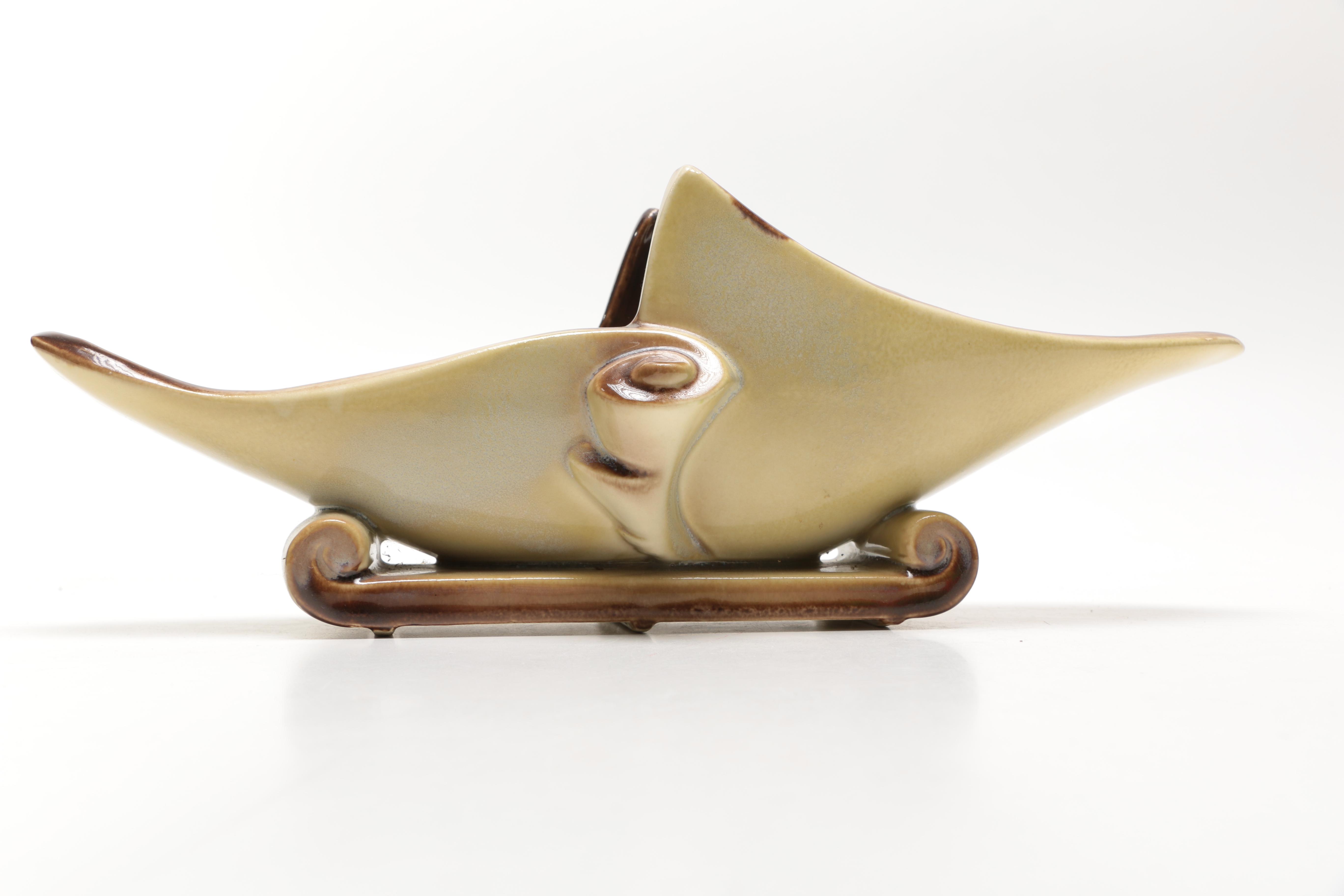 Hull Pottery "Parchment & Pinecone" Console Bowl