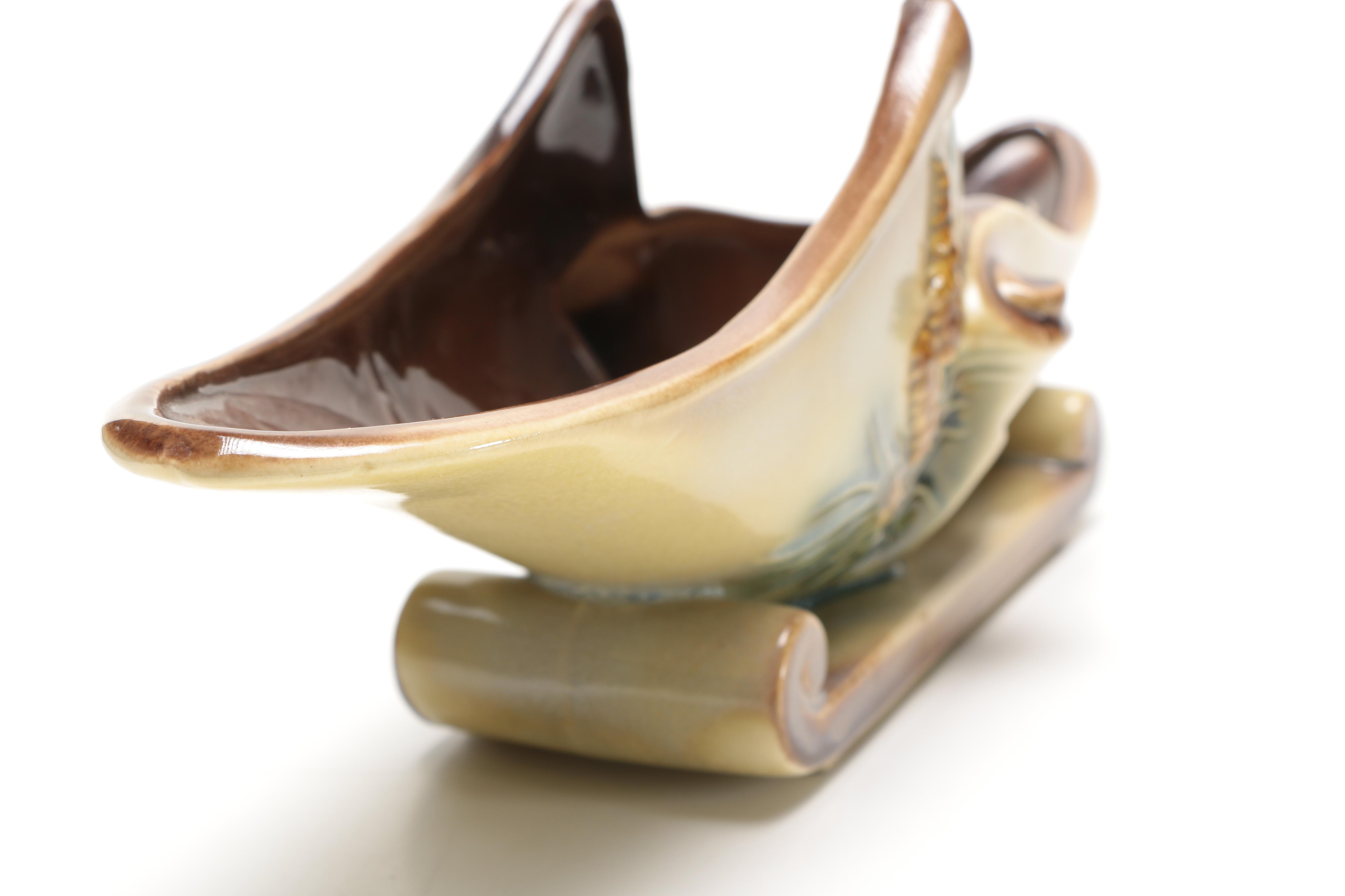 Hull Pottery "Parchment & Pinecone" Console Bowl