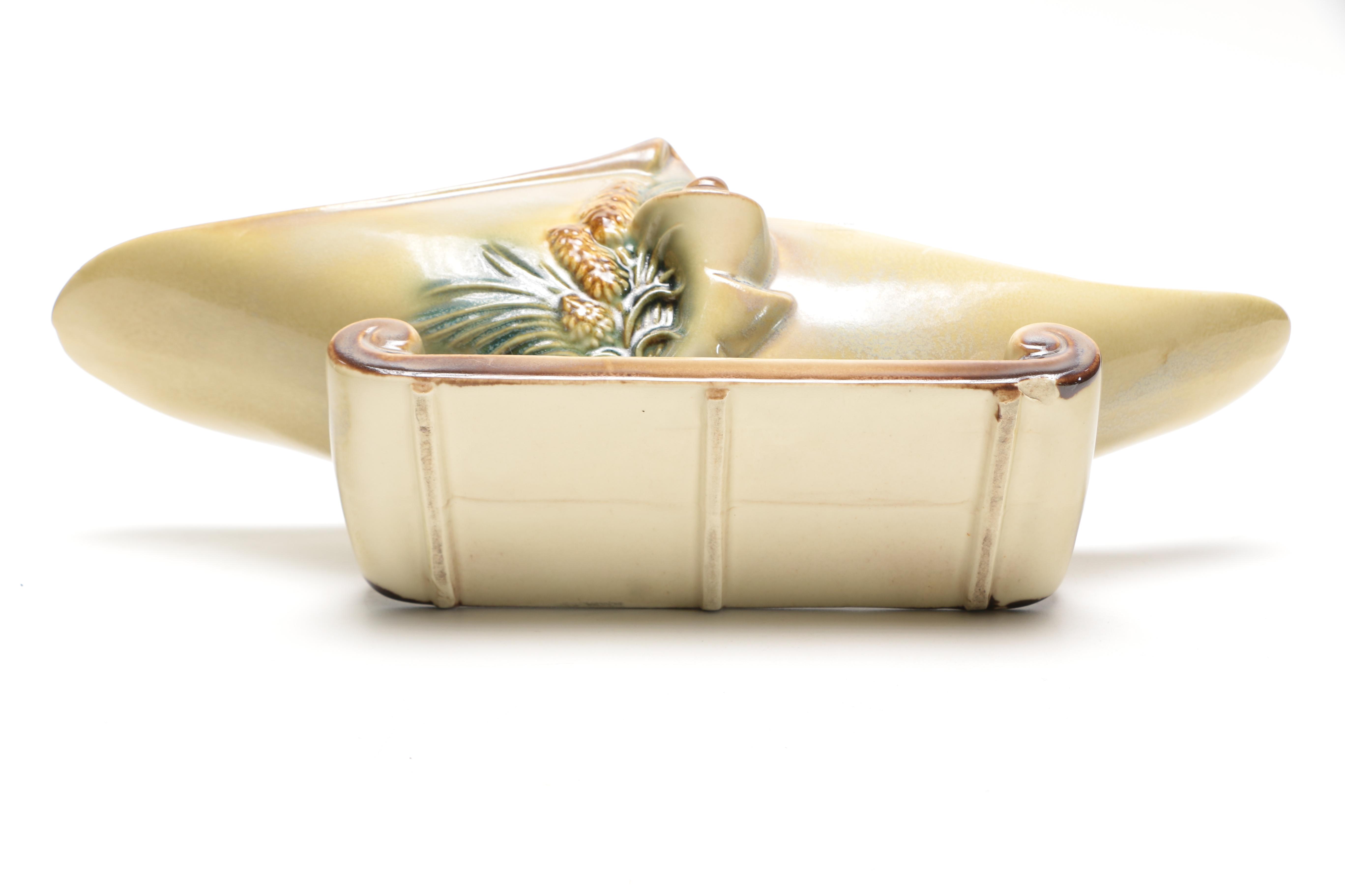 Hull Pottery "Parchment & Pinecone" Console Bowl