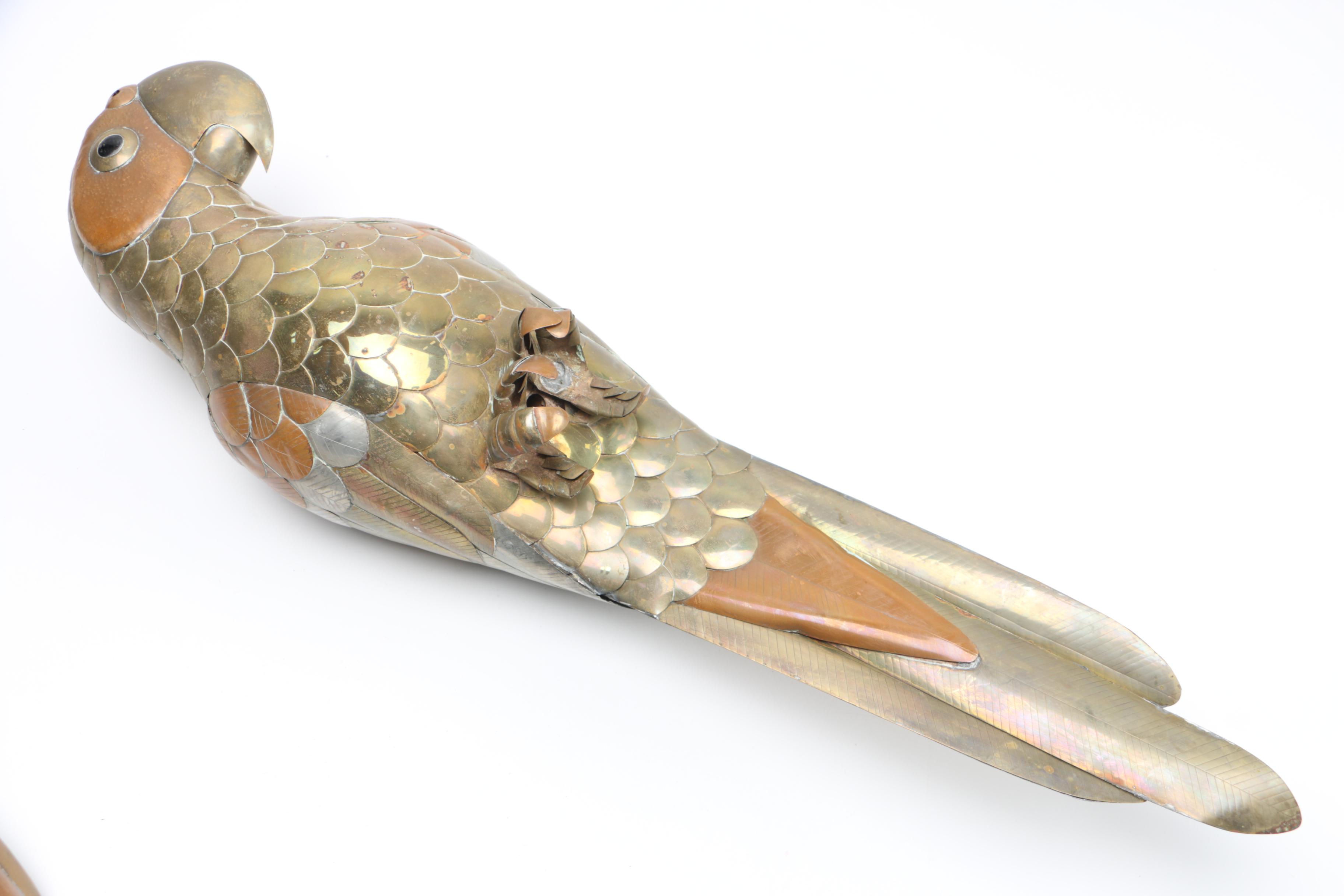 Silver Tone and Gold Tone Hanging Parrot Figurines